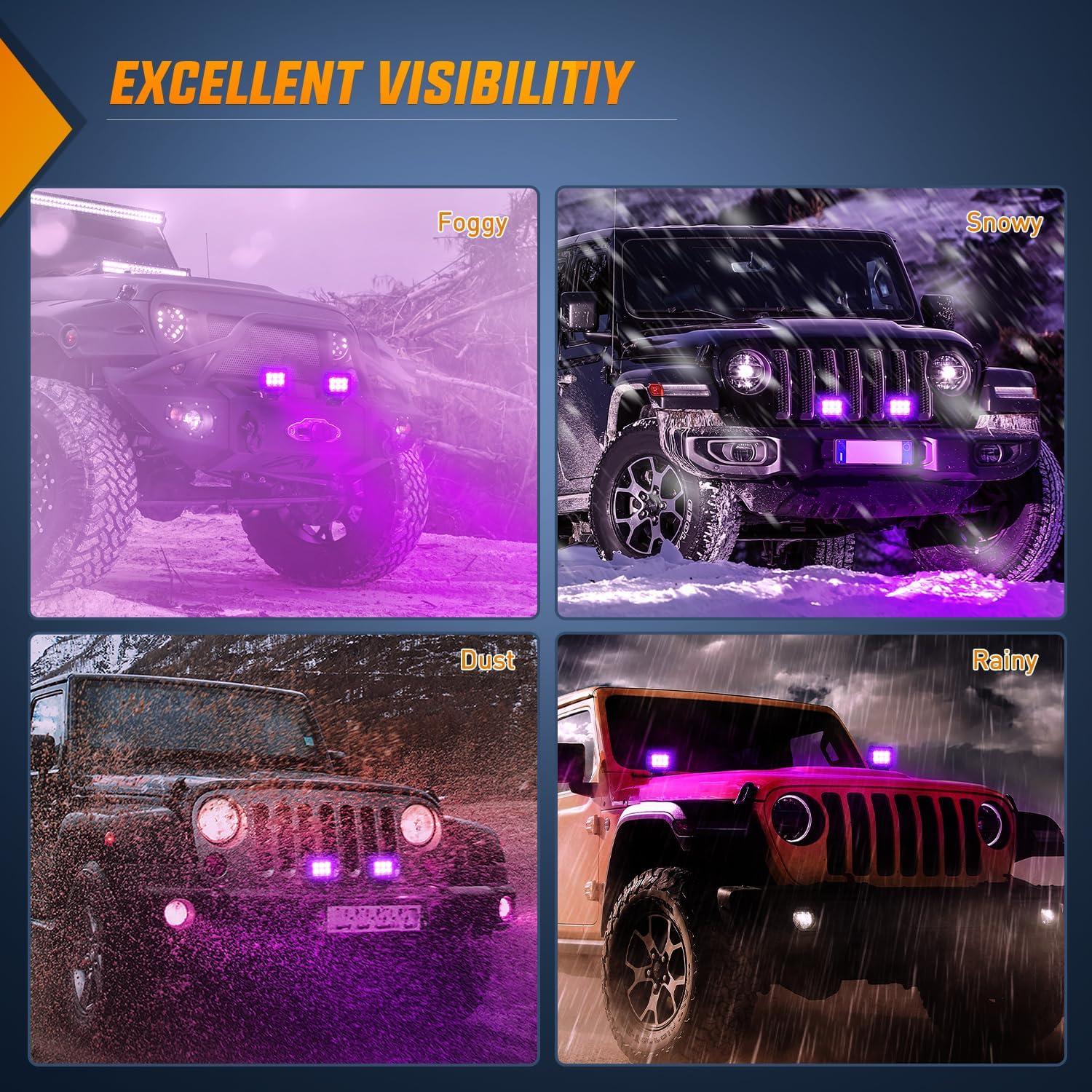 Nilight Luz LED 18W Púrpura 2PCS para Off-Road 12V 24V