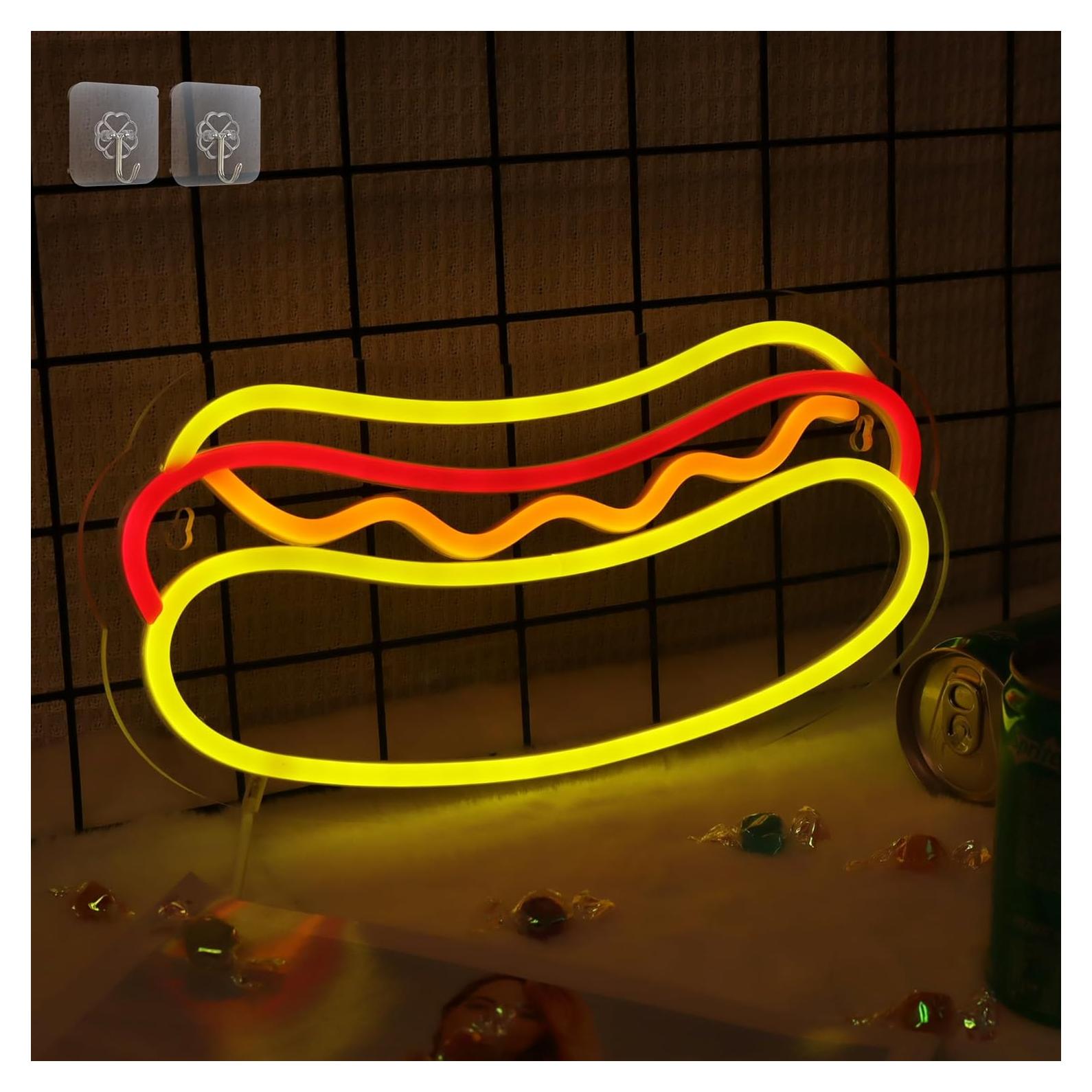 Letrero de Neón Hot Dogs Attivolife LED Regulable USB 29.6x21.5cm