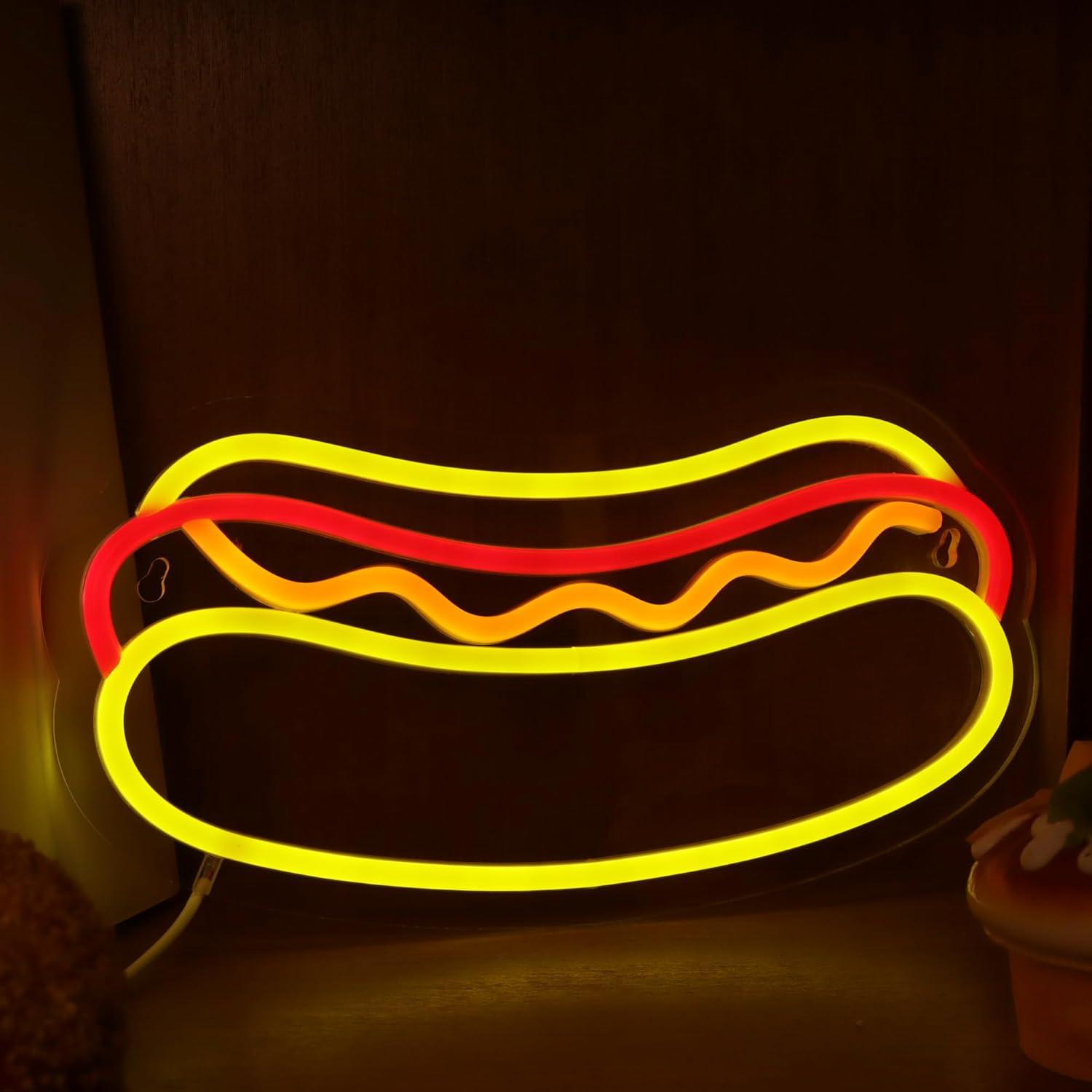 Letrero de Neón Hot Dogs Attivolife LED Regulable USB 29.6x21.5cm