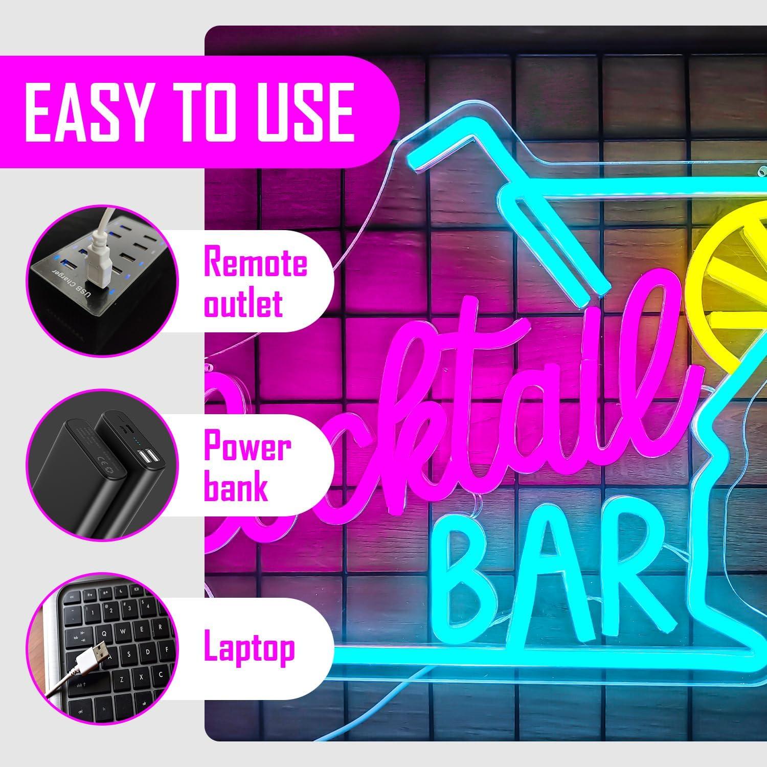 Cartel de Neón LED CinsYarn Bar de Cócteles 30x10cm