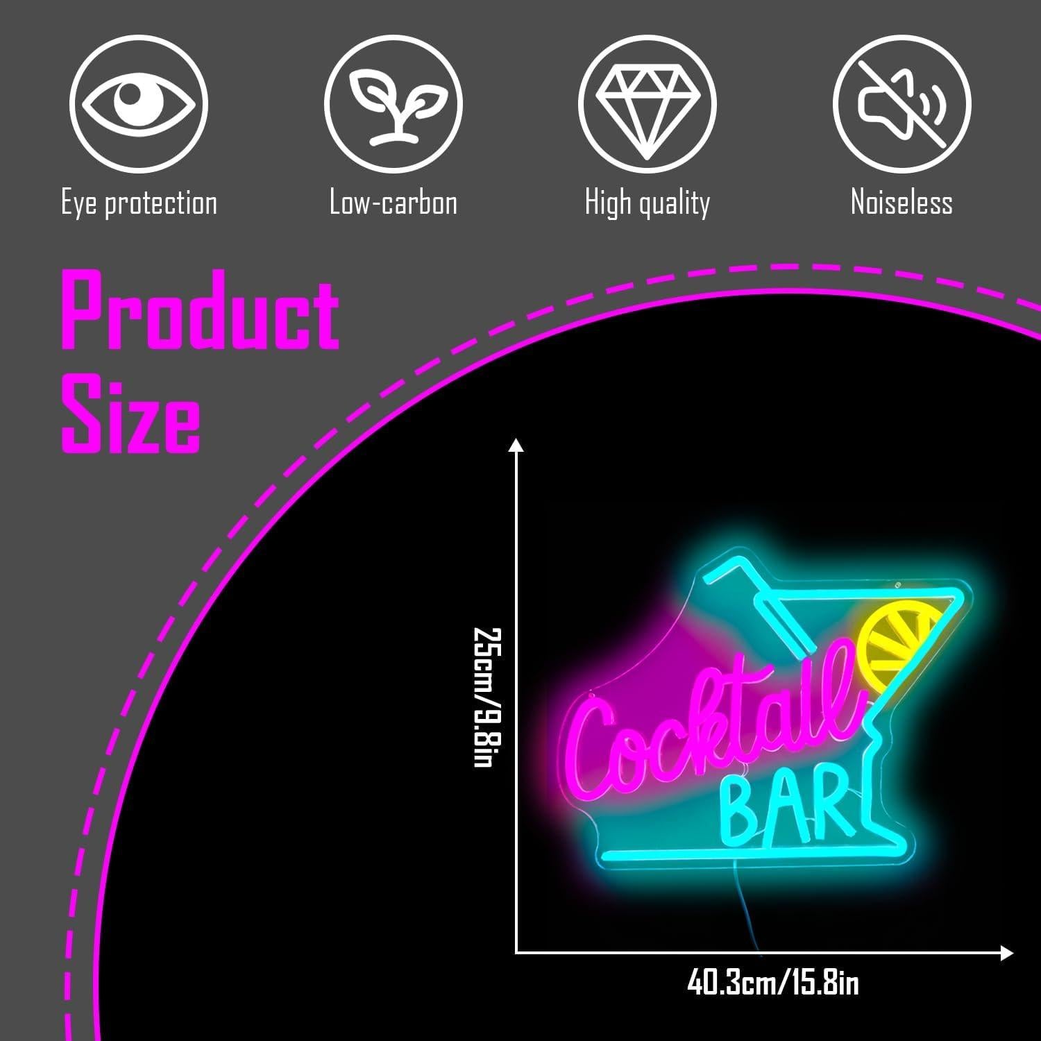 Cartel de Neón LED CinsYarn Bar de Cócteles 30x10cm