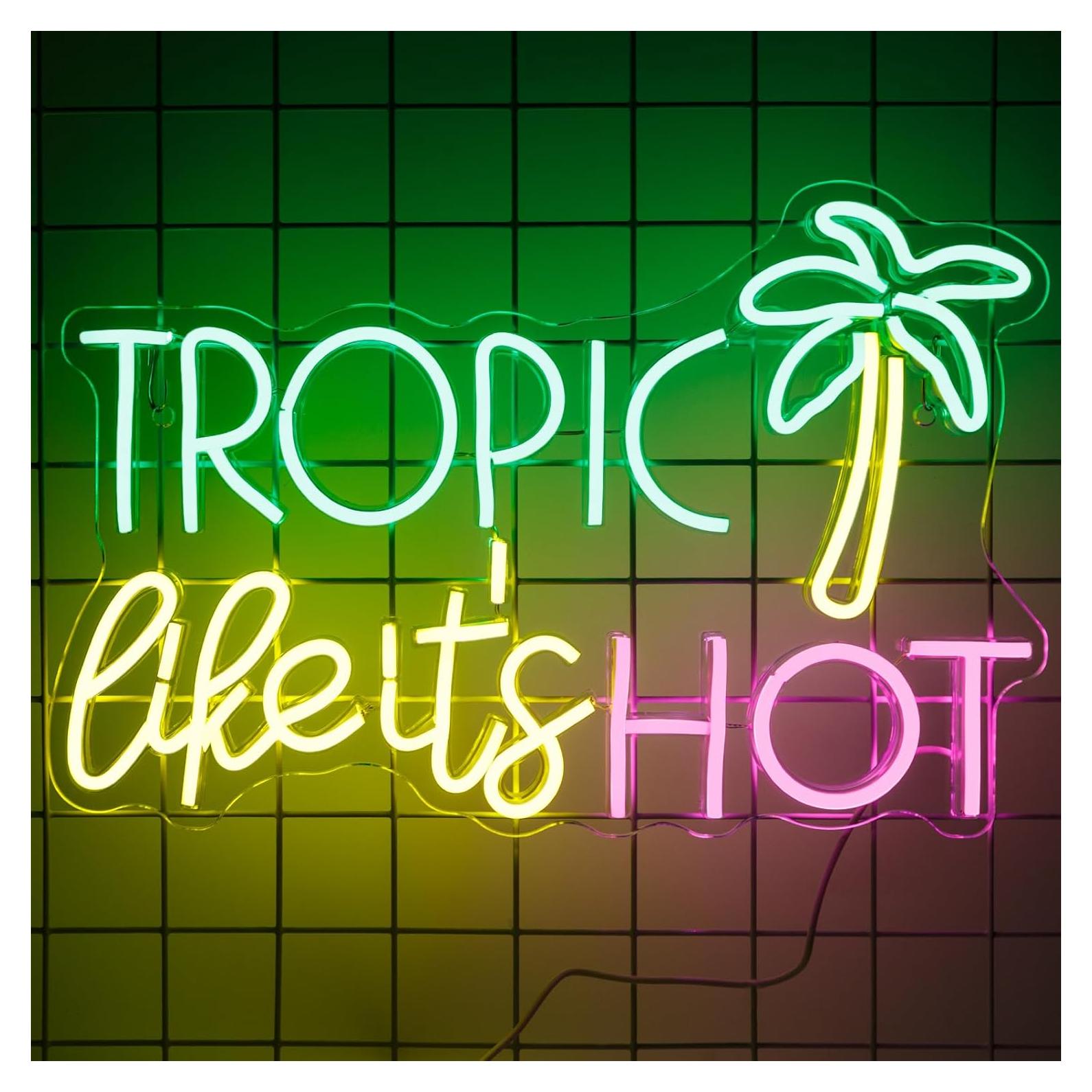 Cartel de Neón Tropic Like It's Hot AUGELRE 28x42 cm