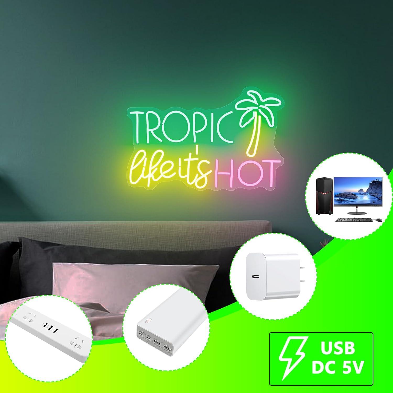 Cartel de Neón Tropic Like It's Hot AUGELRE 28x42 cm