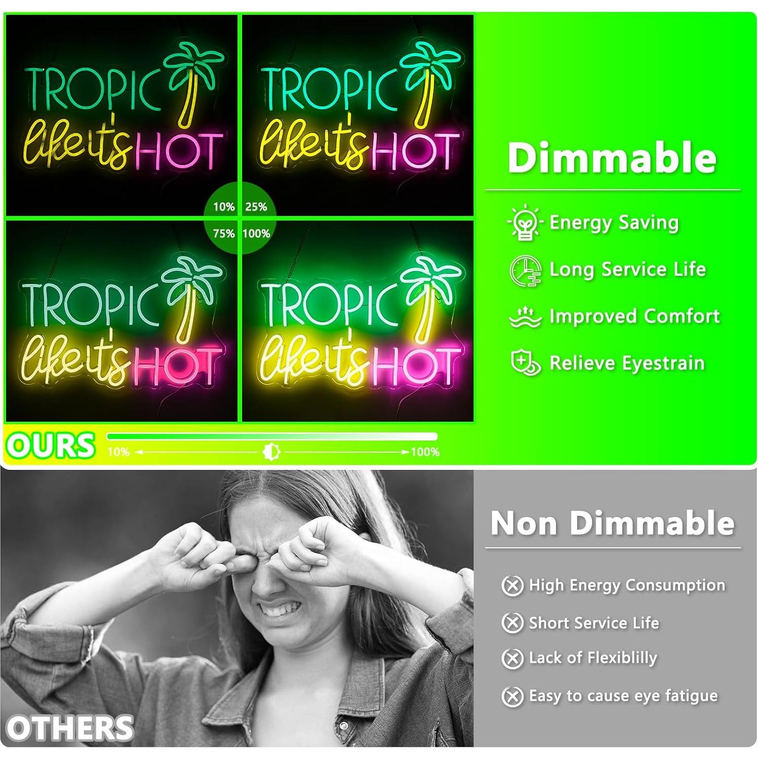 Cartel de Neón Tropic Like It's Hot AUGELRE 28x42 cm