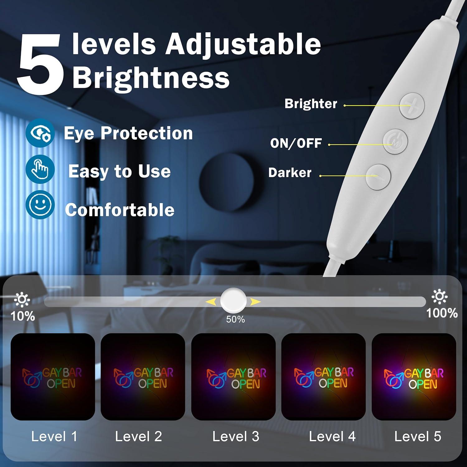 Cartel Neón Abierto de Bar Gay Hoyoelec LED USB 420x165mm