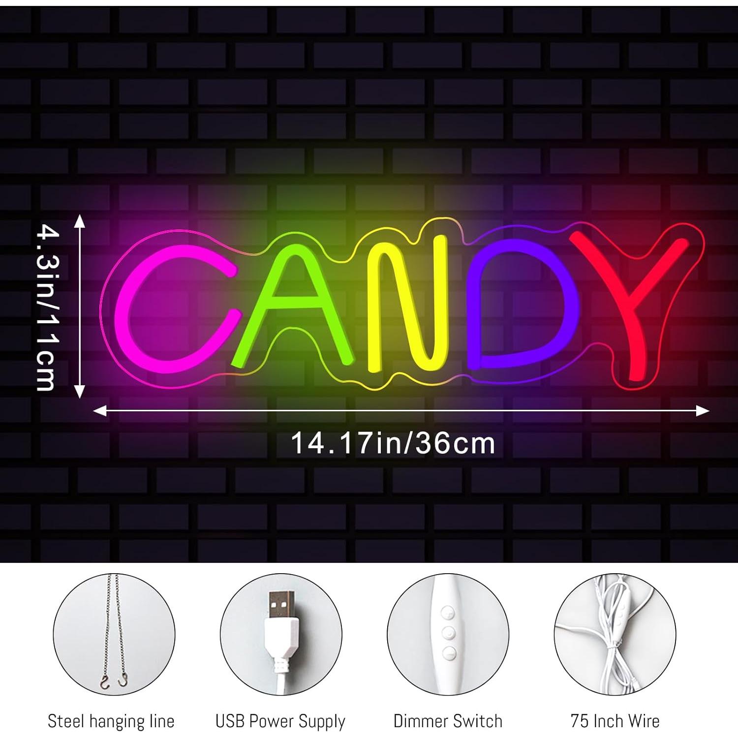 Letrero de Neón LED Caramelo Regulable Kiparfod 35.88x10.92cm