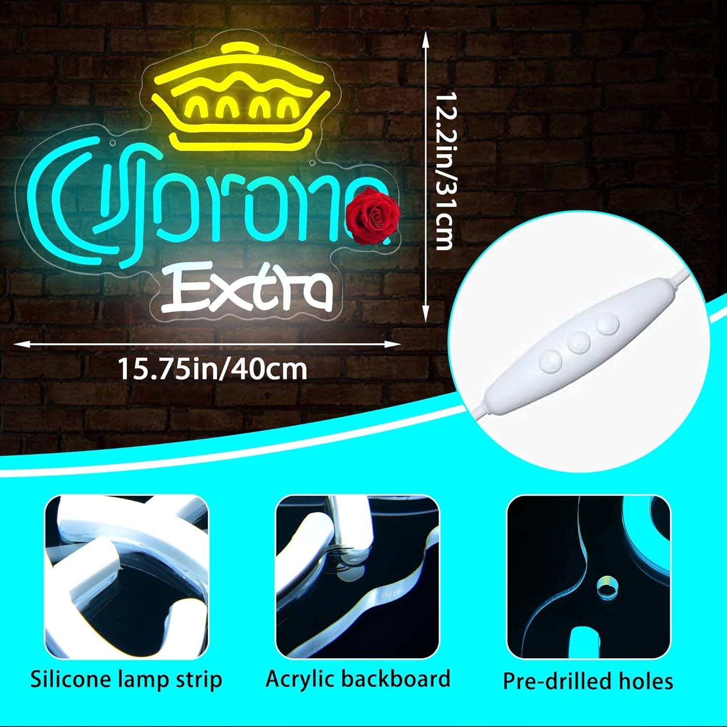 Luz de Neón de Cerveza DYUAI Regulable 40x31 cm para Bar