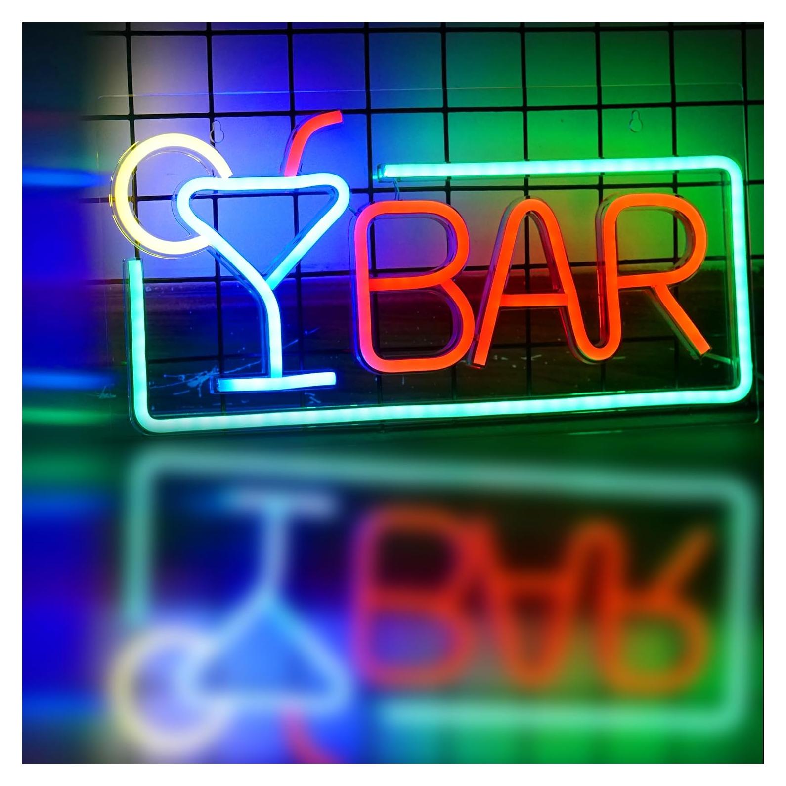 Cartel de Neón LED Acrílico LEAHPENG 40.6x21.8 cm para Bar