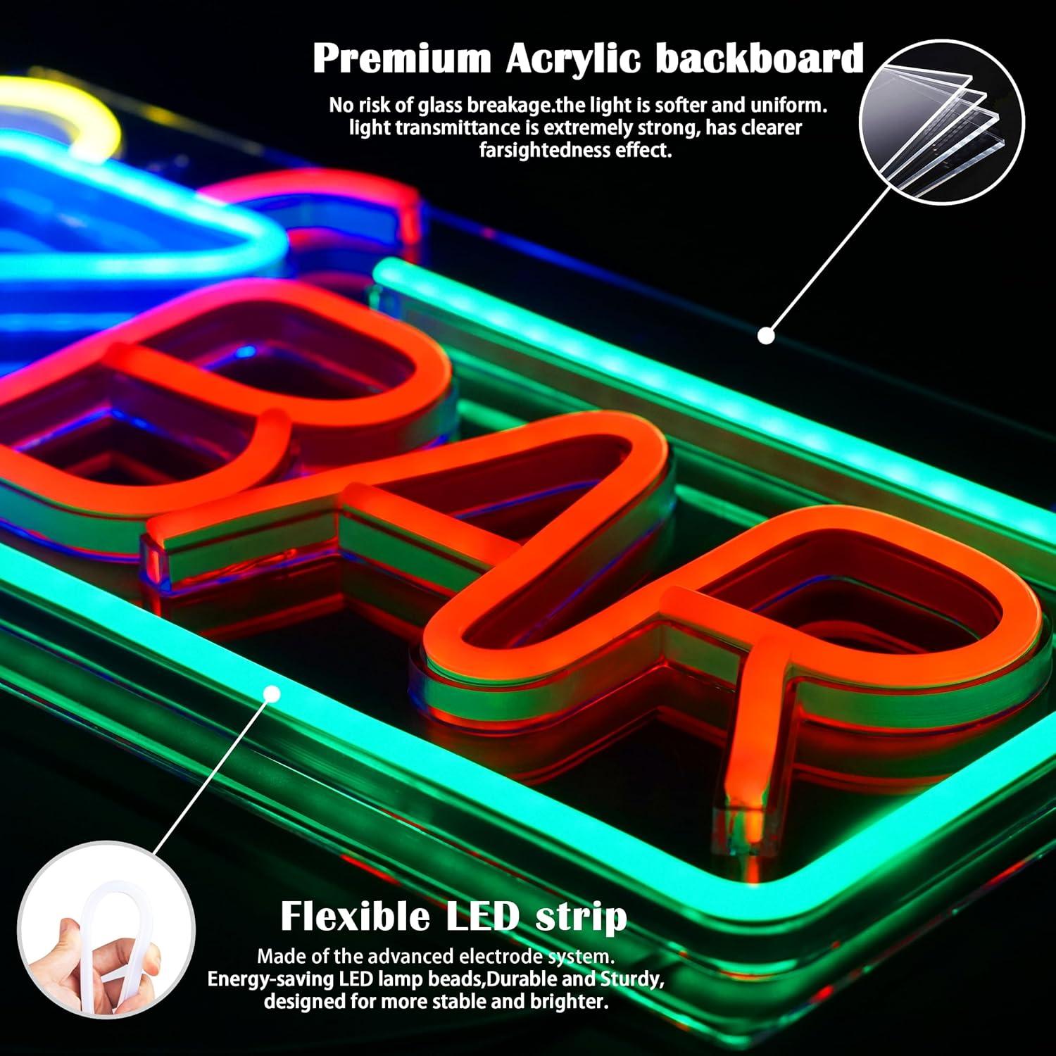 Cartel de Neón LED Acrílico LEAHPENG 40.6x21.8 cm para Bar