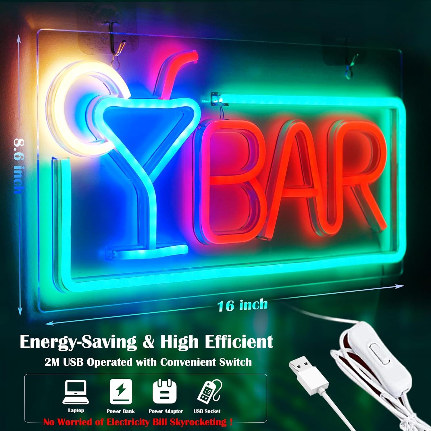 Cartel de Neón LED Acrílico LEAHPENG 40.6x21.8 cm para Bar