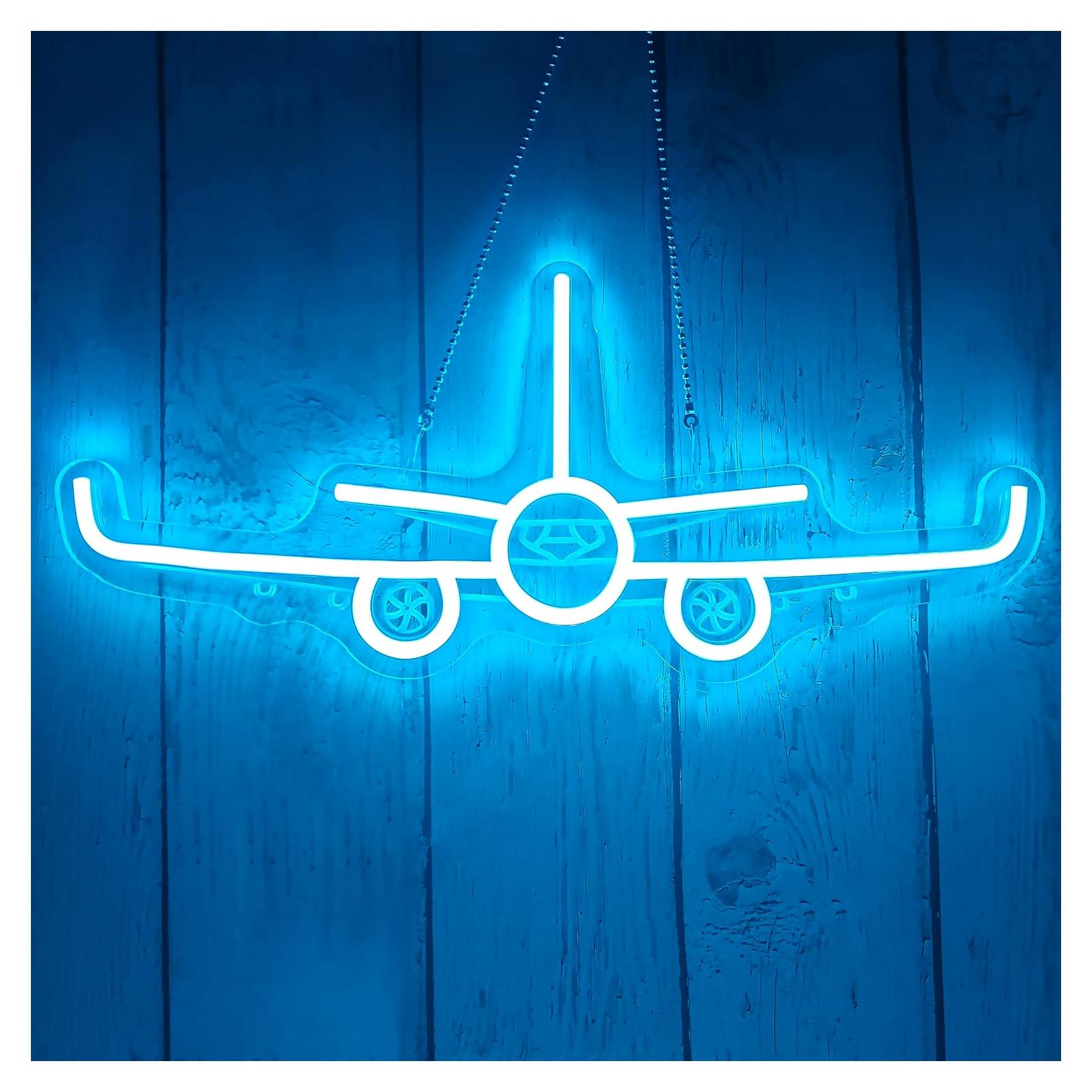 Luz de neón 3D de avión Vveikea regulable 41 x 17 cm