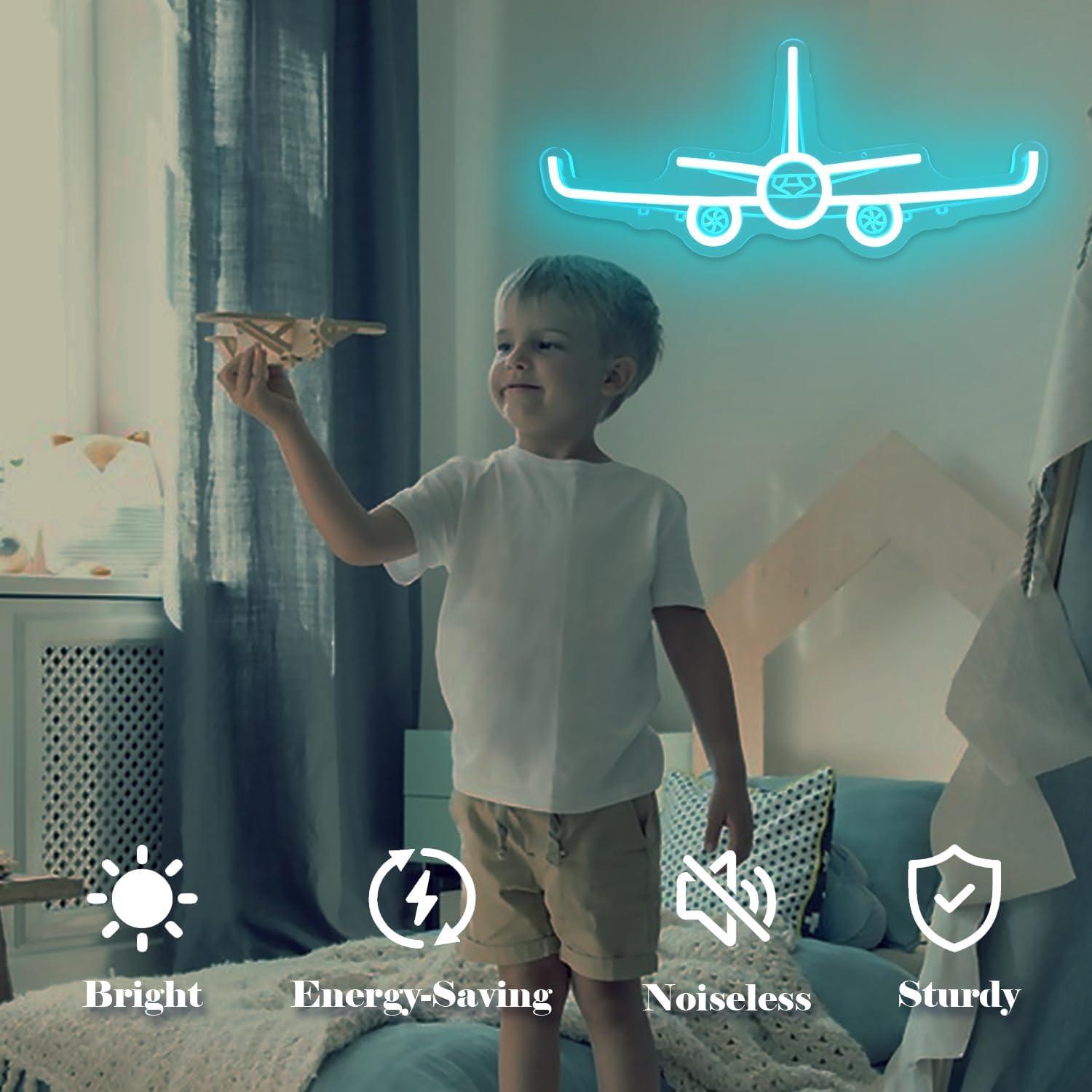 Luz de neón 3D de avión Vveikea regulable 41 x 17 cm