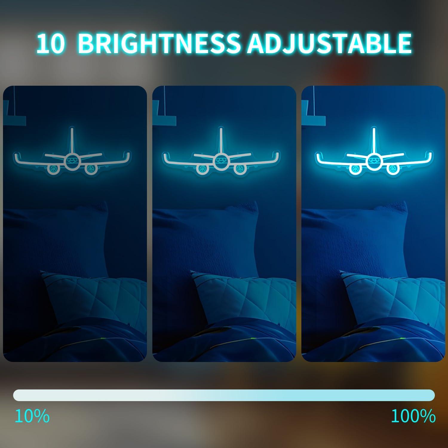 Luz de neón 3D de avión Vveikea regulable 41 x 17 cm