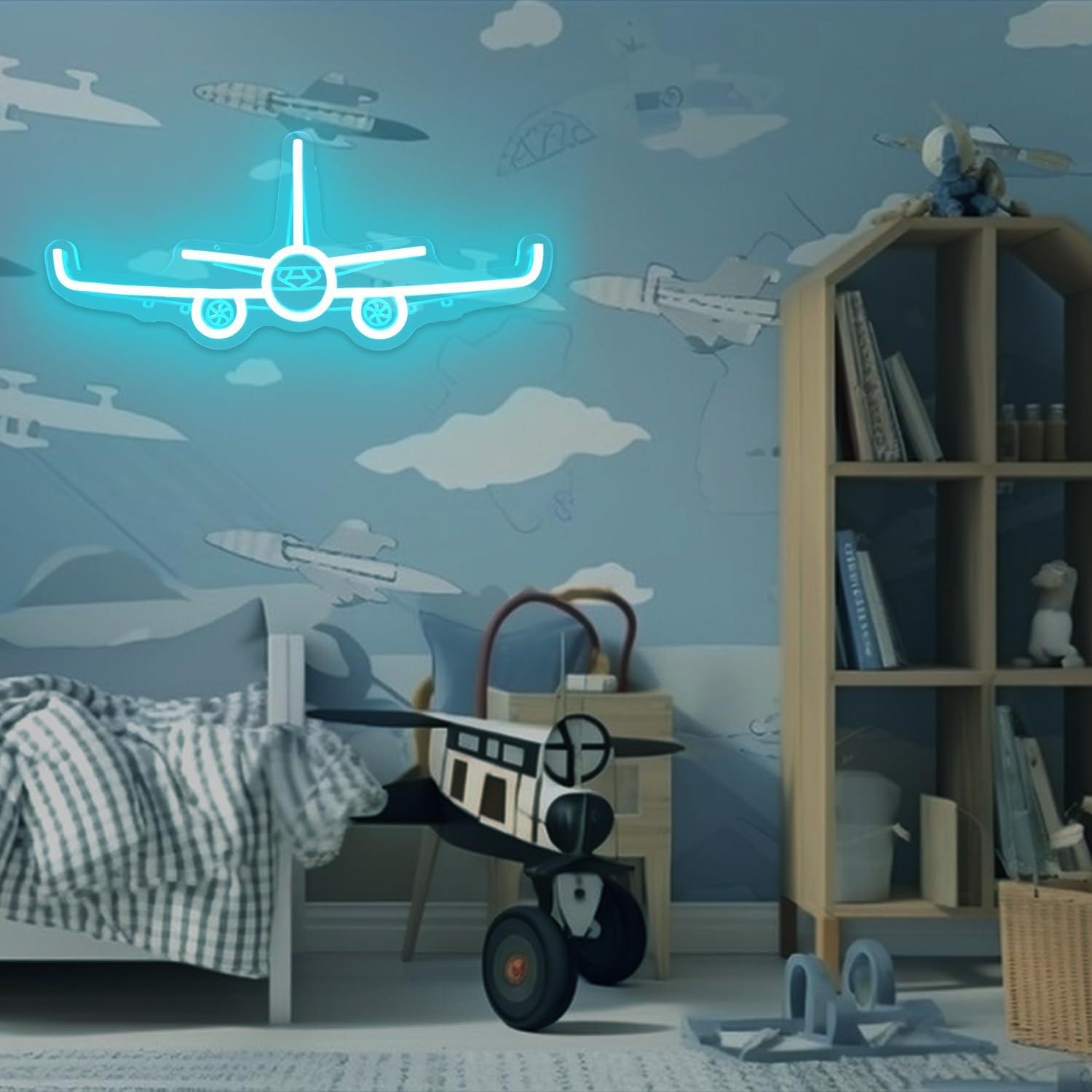 Luz de neón 3D de avión Vveikea regulable 41 x 17 cm