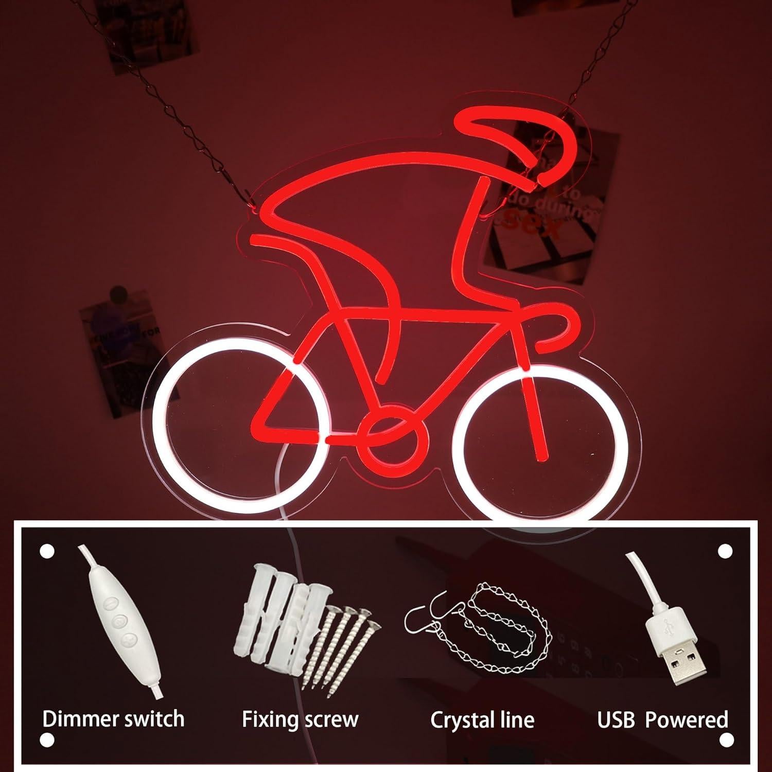 Luz de Neón LED Bicicleta Roja Dimmable 36.6x33.5cm