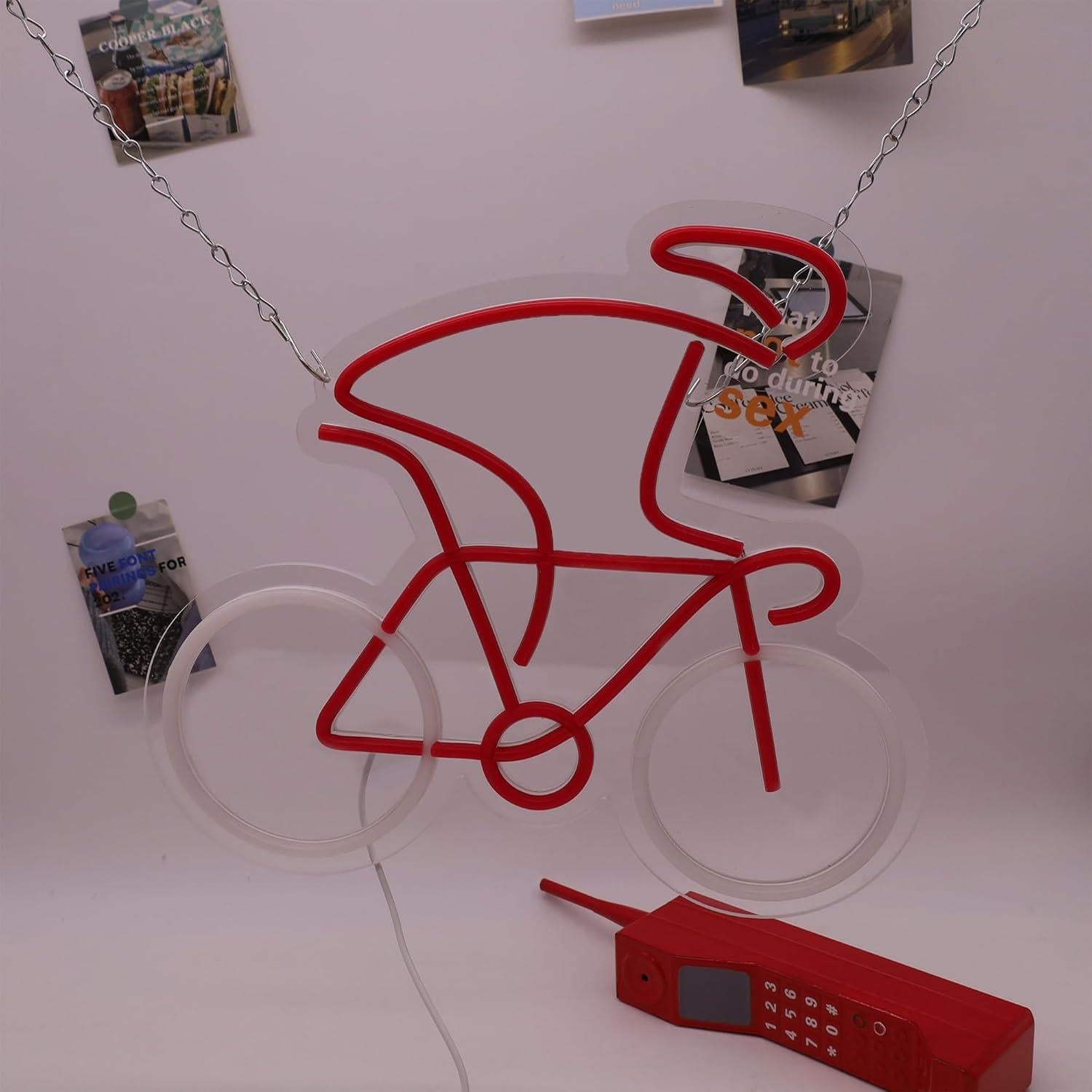 Luz de Neón LED Bicicleta Roja Dimmable 36.6x33.5cm