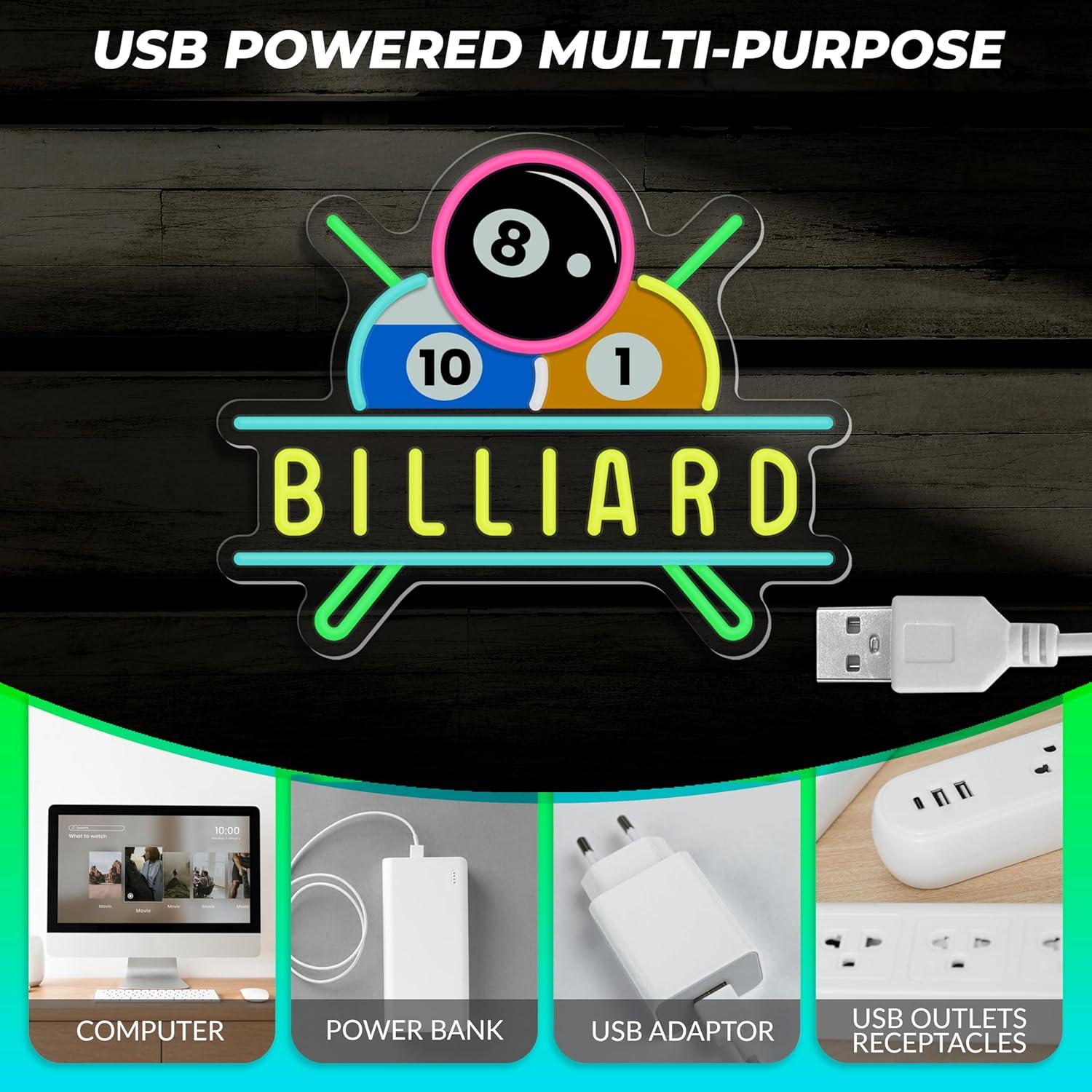 Luz de Neón LED Dimmable Billar LF Verde 35x29 cm