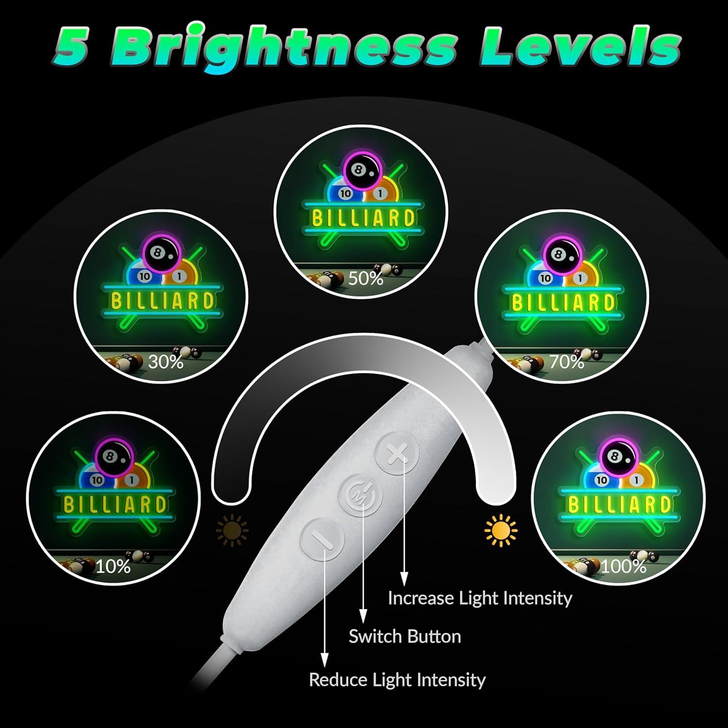 Luz de Neón LED Dimmable Billar LF Verde 35x29 cm