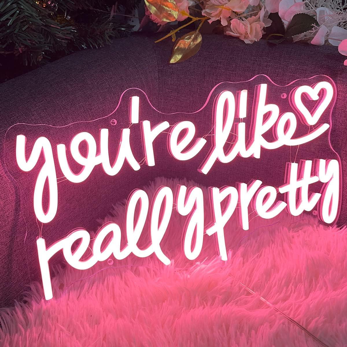 Letrero de neón LED personalizado ZPLNOSIN 40x22 cm Rosa