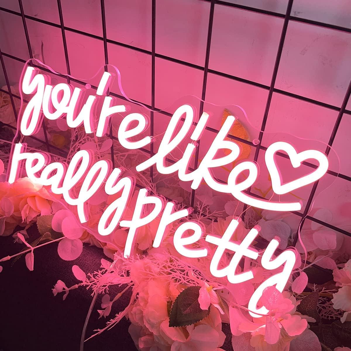 Letrero de neón LED personalizado ZPLNOSIN 40x22 cm Rosa