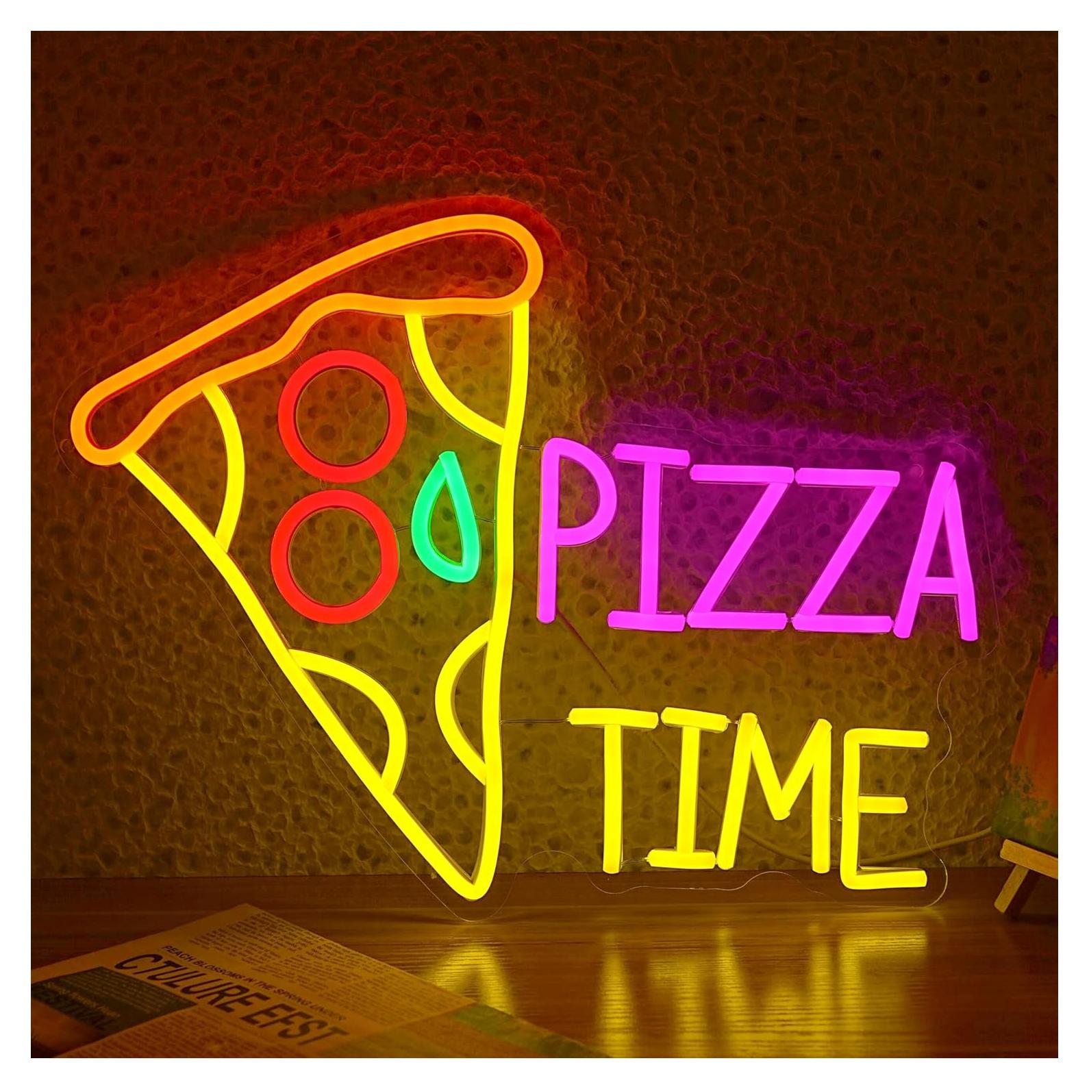 Cartel de Neón Pizza Time LED 42x32 cm para Decoración