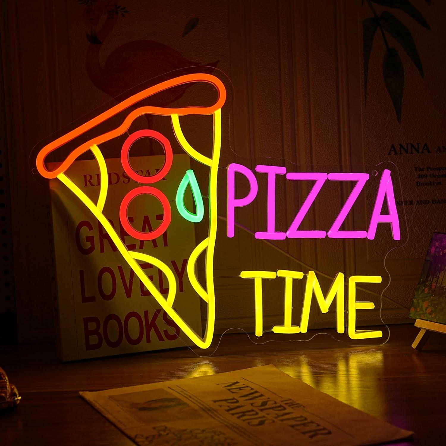 Cartel de Neón Pizza Time LED 42x32 cm para Decoración