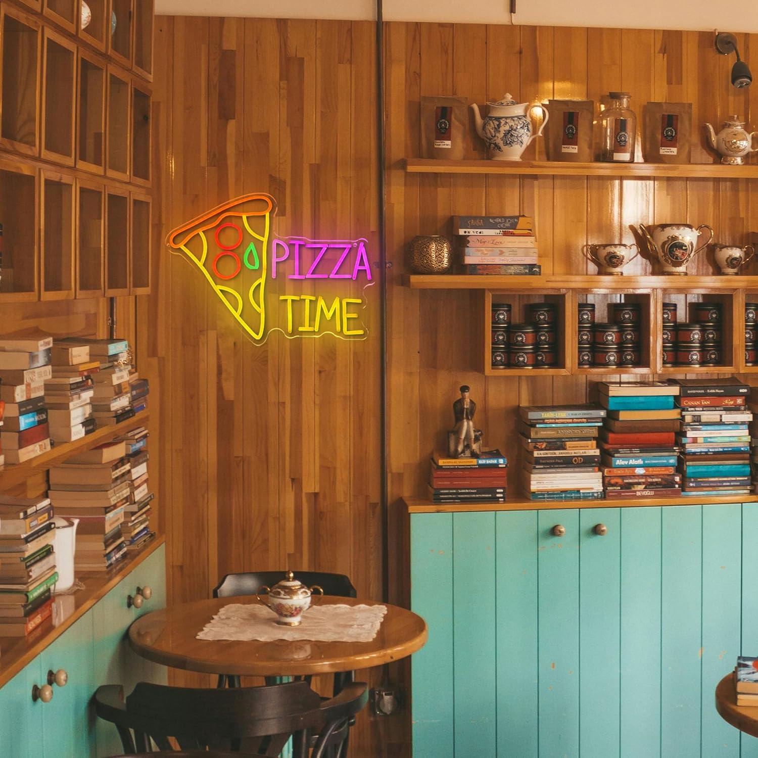 Cartel de Neón Pizza Time LED 42x32 cm para Decoración