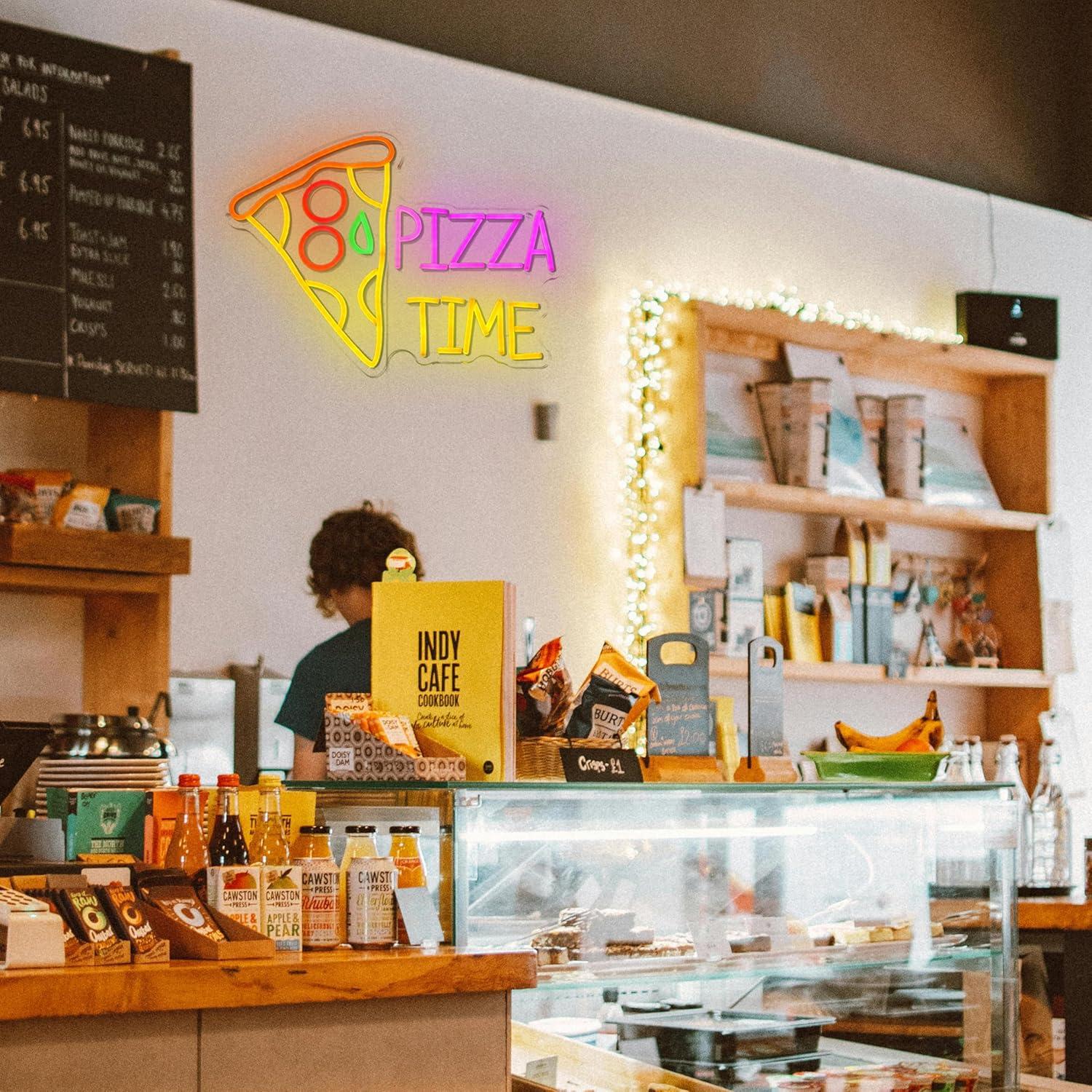 Cartel de Neón Pizza Time LED 42x32 cm para Decoración