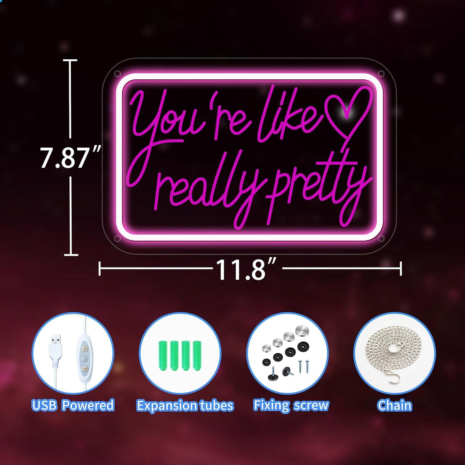 Luz de Neón LED Rosa Eres Realmente Bonita 30x20 cm