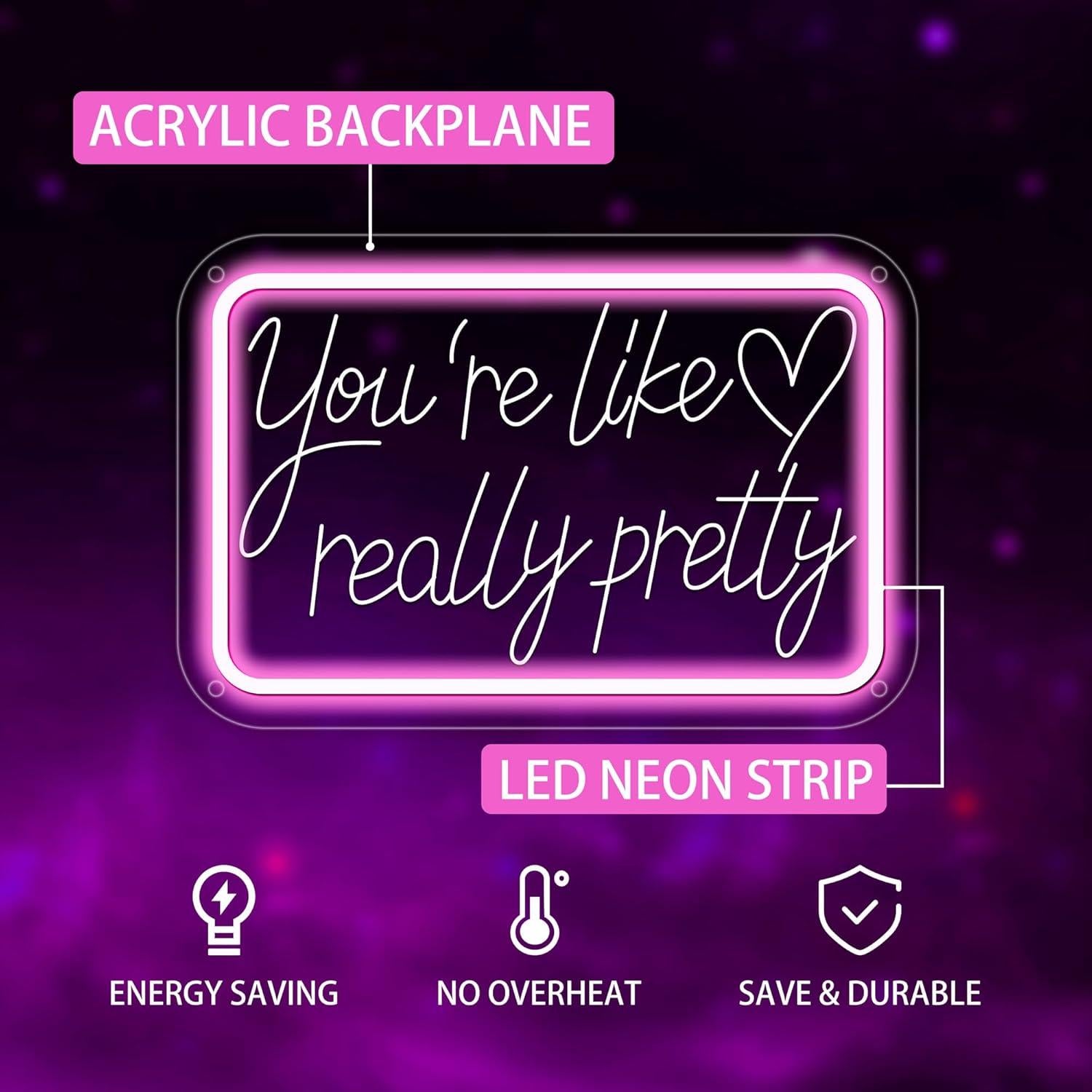 Luz de Neón LED Rosa Eres Realmente Bonita 30x20 cm