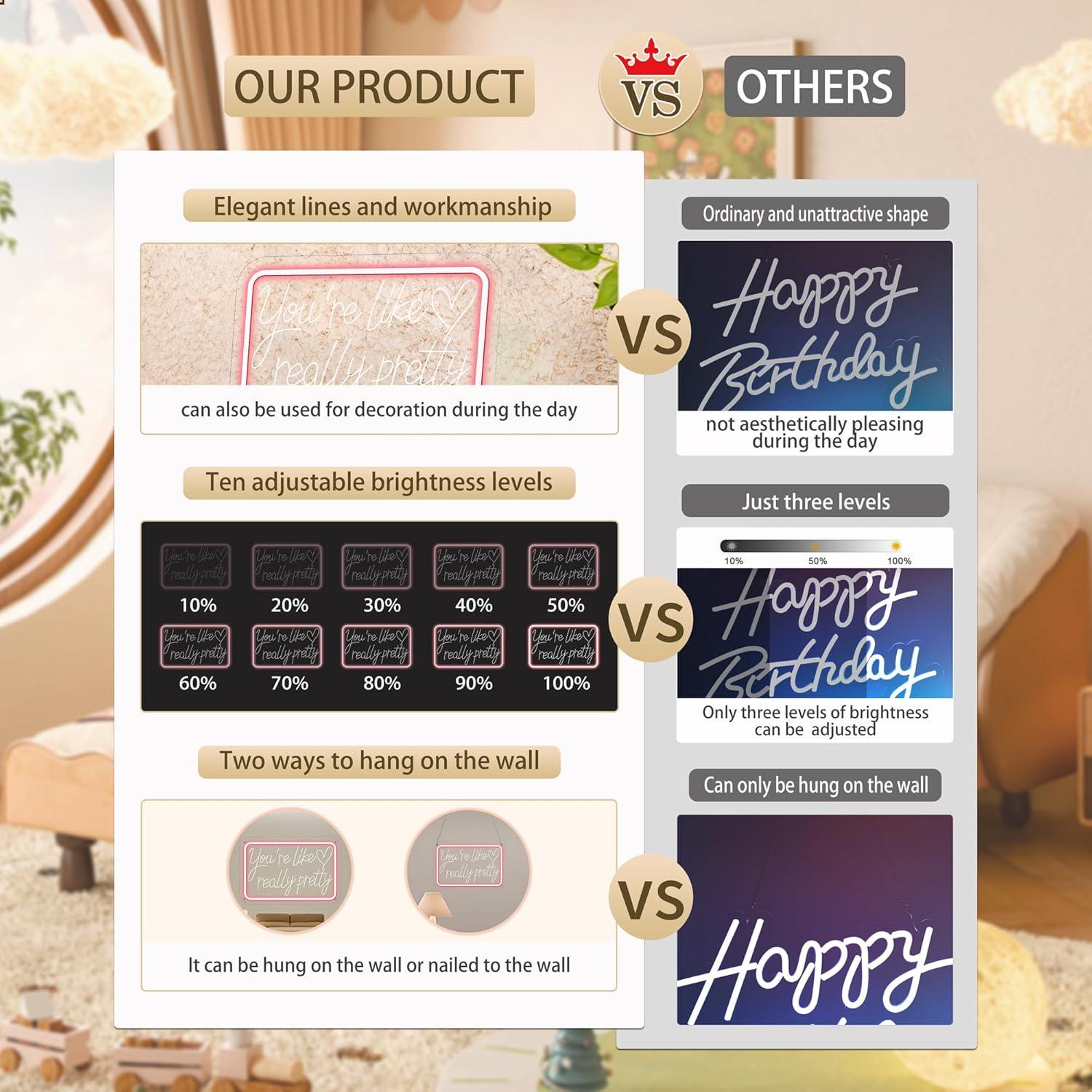 Luz de Neón LED Rosa Eres Realmente Bonita 30x20 cm