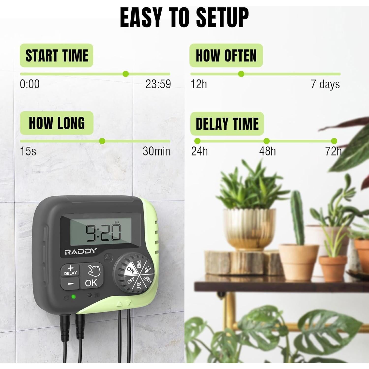 Kit de Riego Automático Raddy WS-1 Solar 5W para 15 Macetas