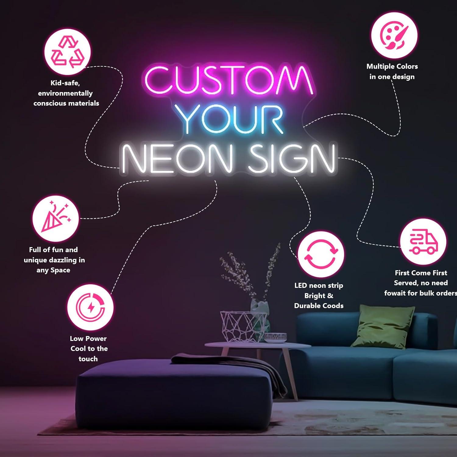 Cartel de Neón Personalizado Brochao 26x76 cm Decoración