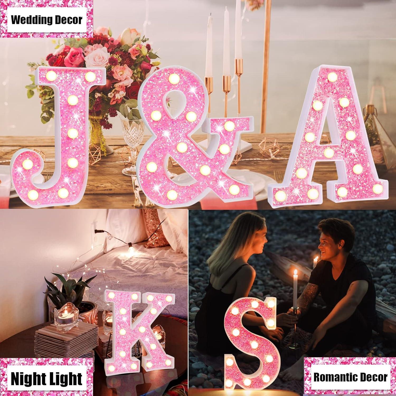 Letras Iluminadas LED Rosa Elnsivo - Luz Nocturna Decorativa