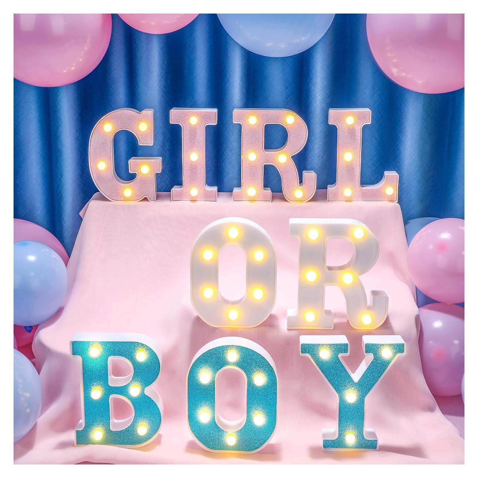 Carteles Iluminados de Letras para Revelación de Género - Aurelema