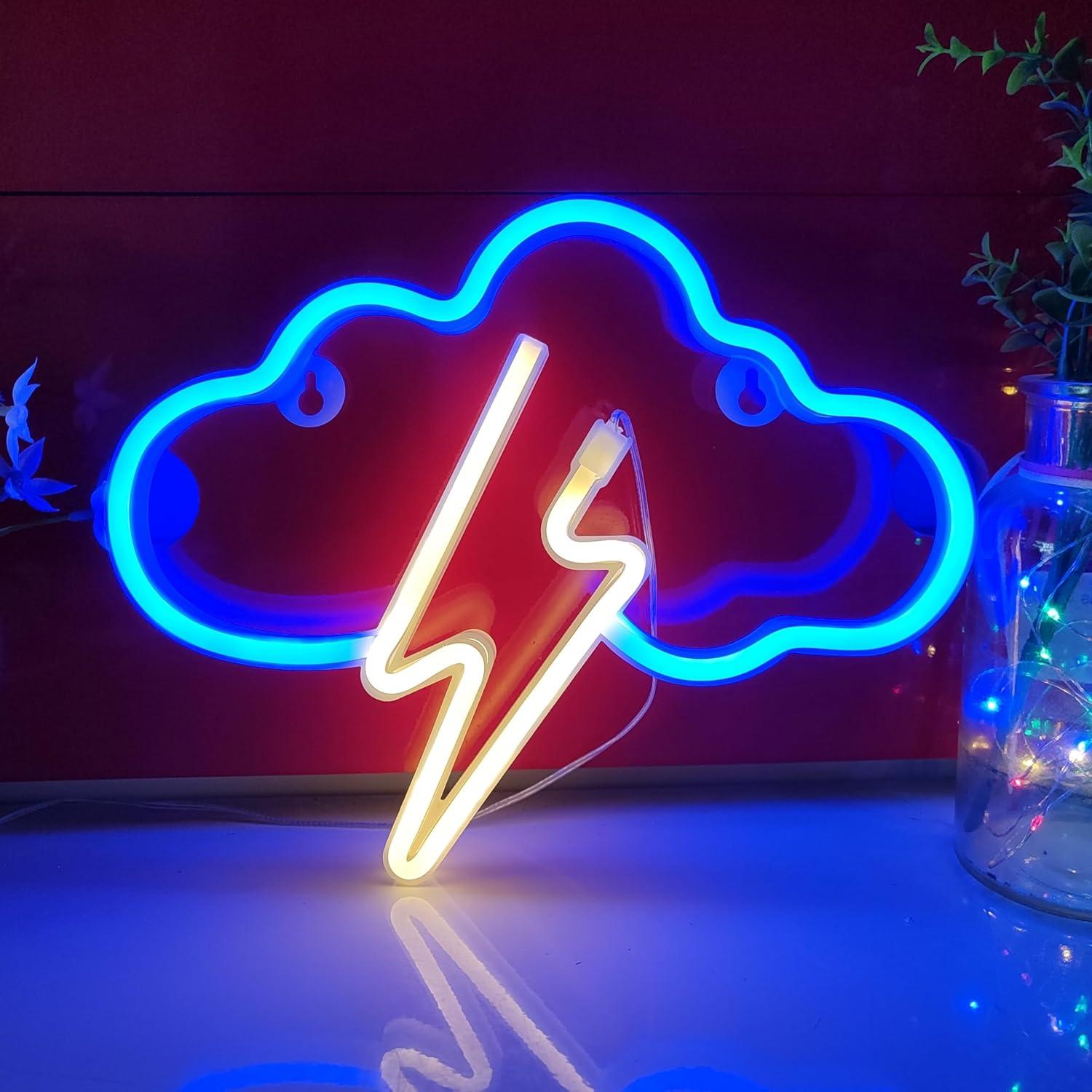 Letrero de Neón Nube Relámpago JYWJ LED USB Decoración