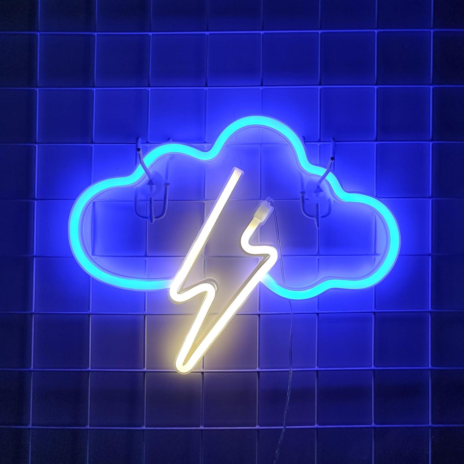 Letrero de Neón Nube Relámpago JYWJ LED USB Decoración