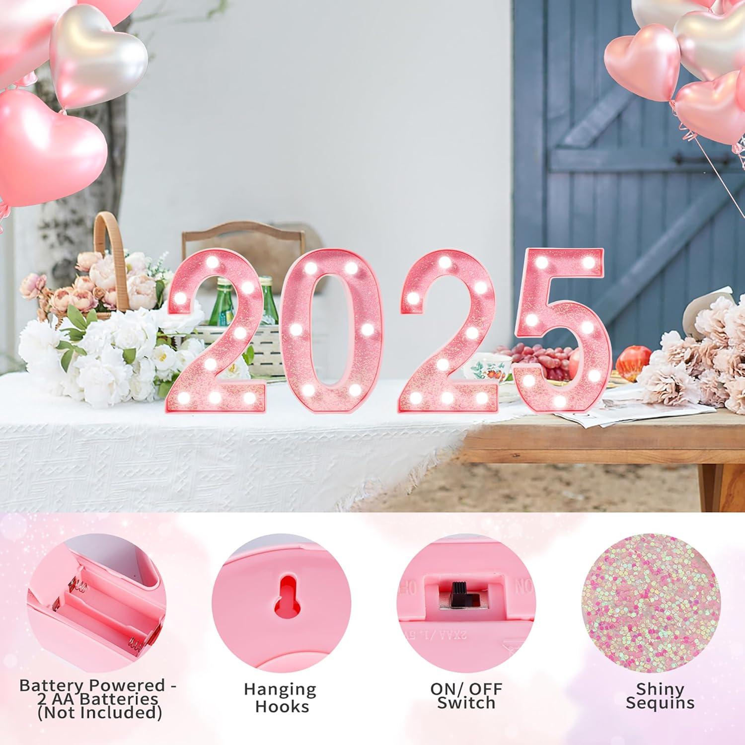 Letra I Rosa LED Eufony para Decoración de Cumpleaños