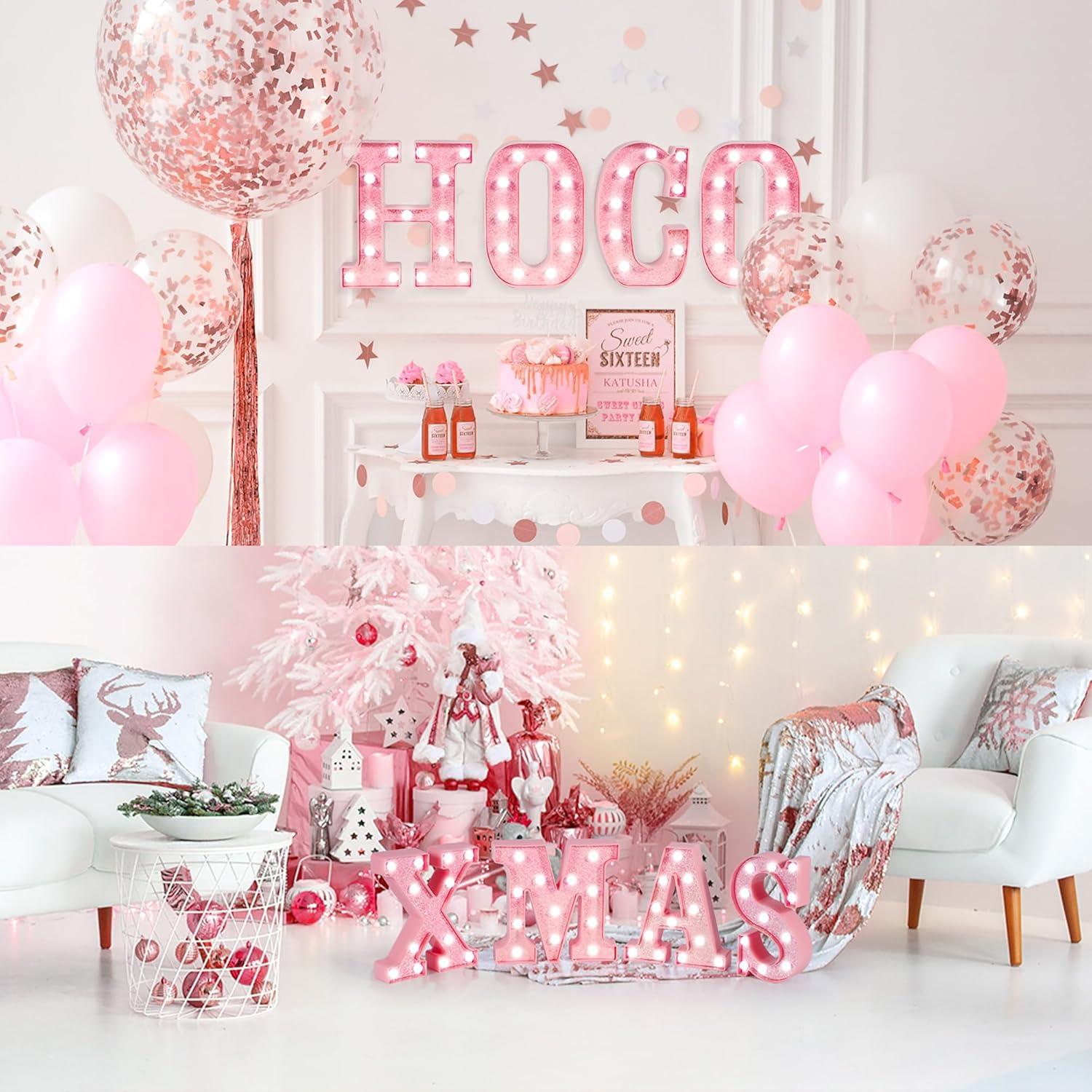 Letra I Rosa LED Eufony para Decoración de Cumpleaños