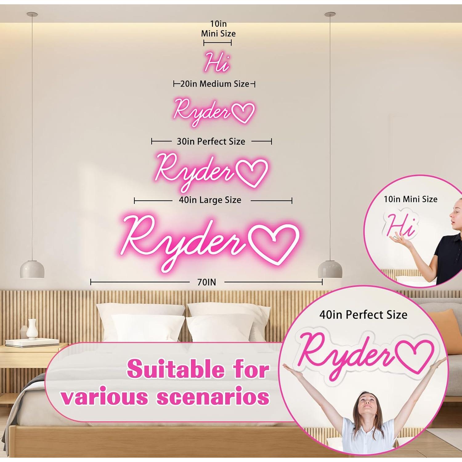 Letrero de Neón LED Personalizado DOCRAGI Rosa 30 cm