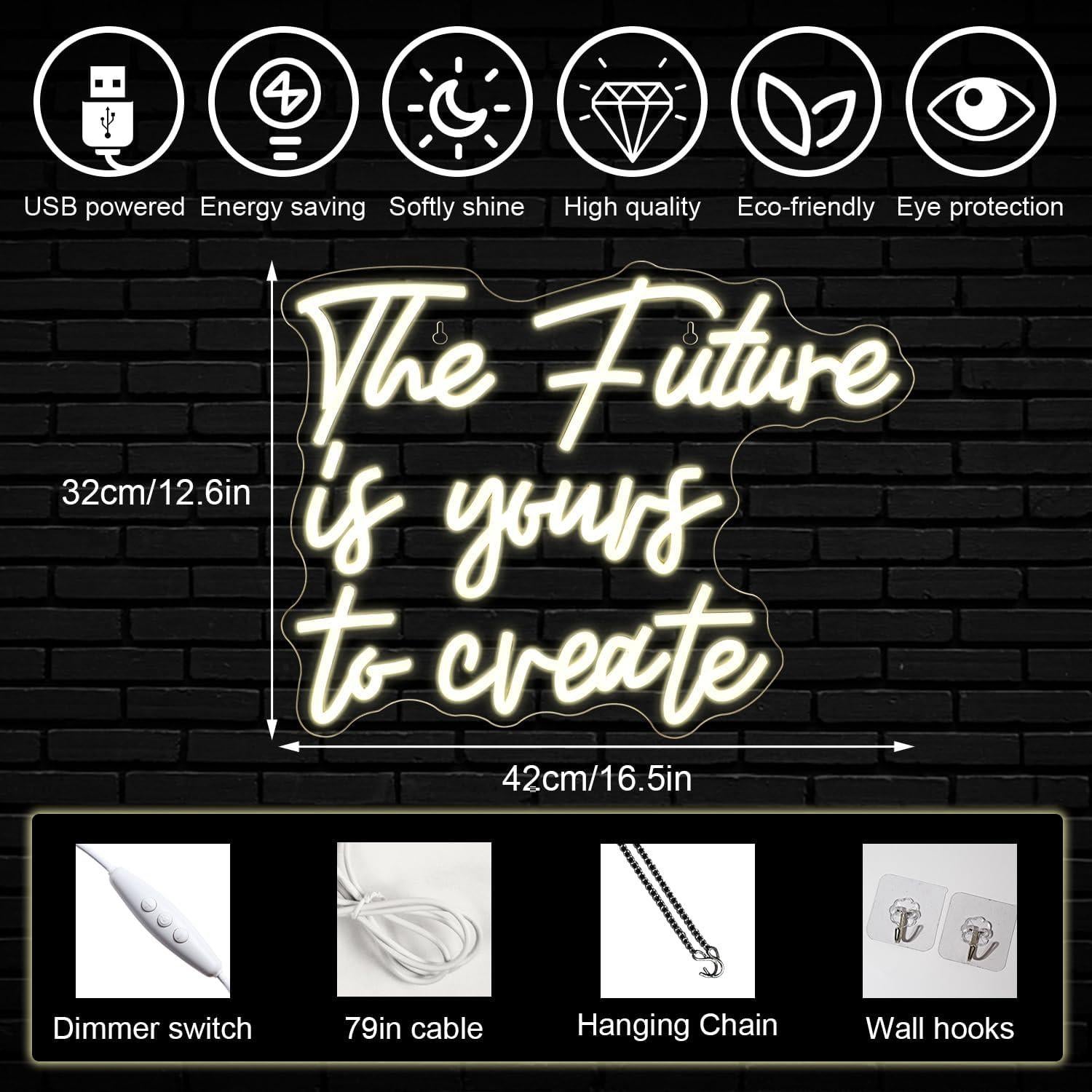 Letrero de Neón El Futuro es Tuyo para Crear - 32x38.7cm