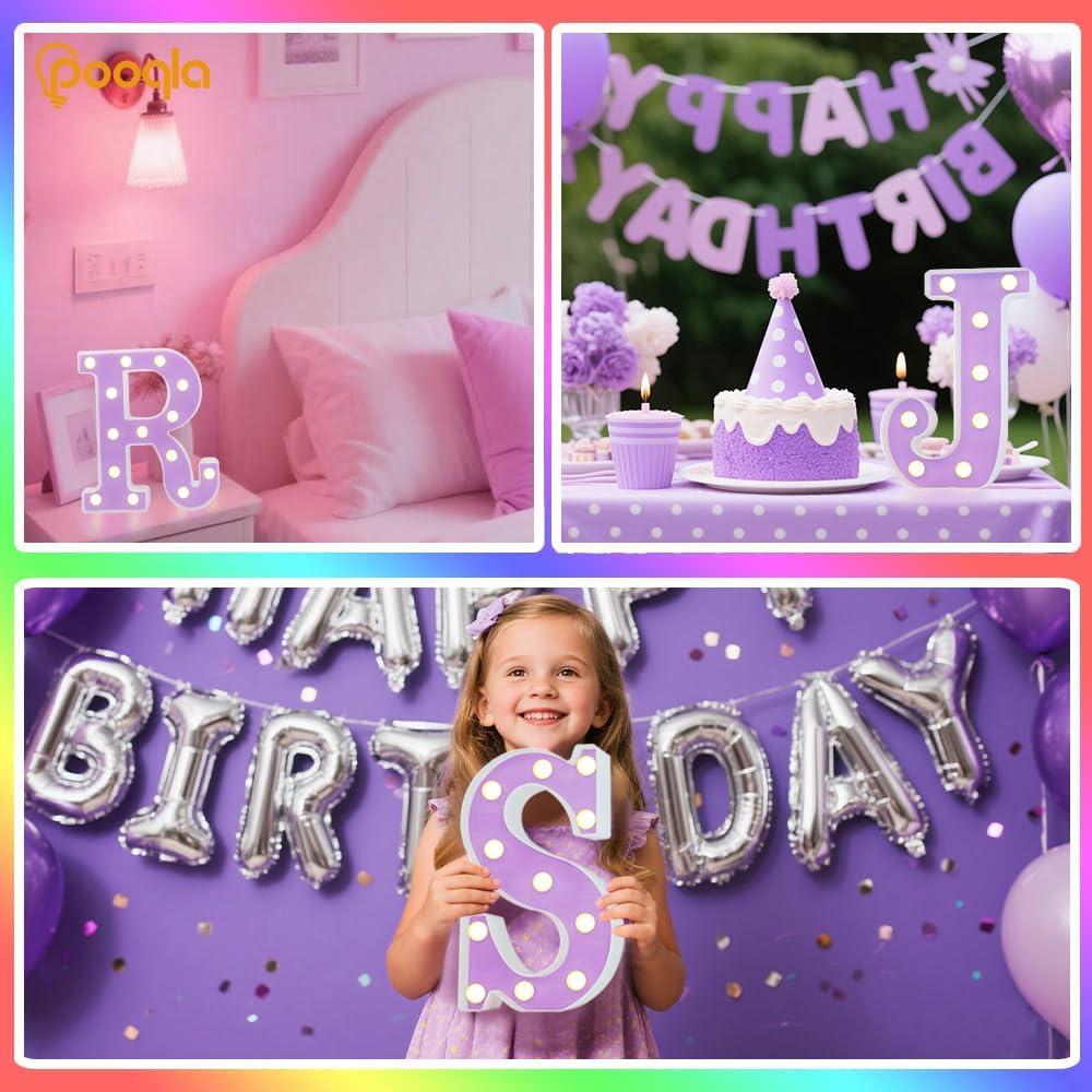 Luz LED Decorativa Letra L Pooqla Púrpura 22 cm