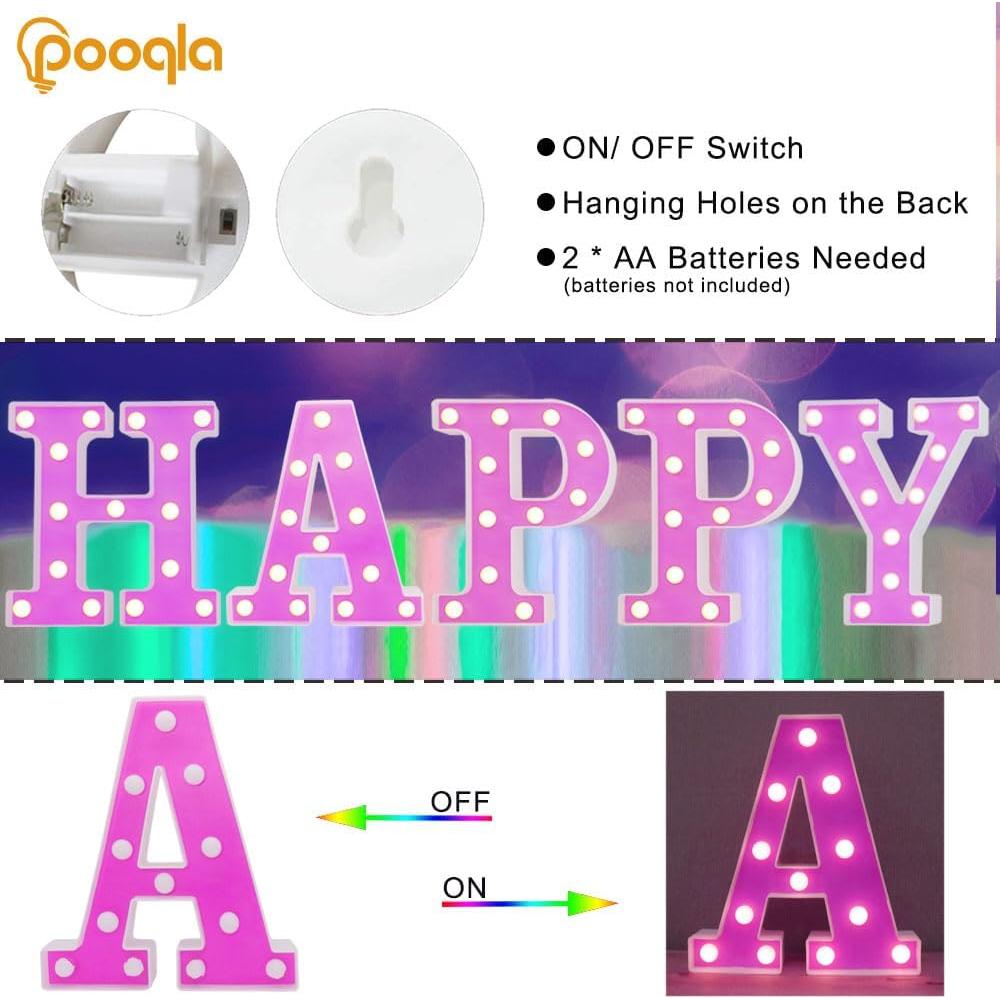 Luz LED Decorativa Letra L Pooqla Púrpura 22 cm