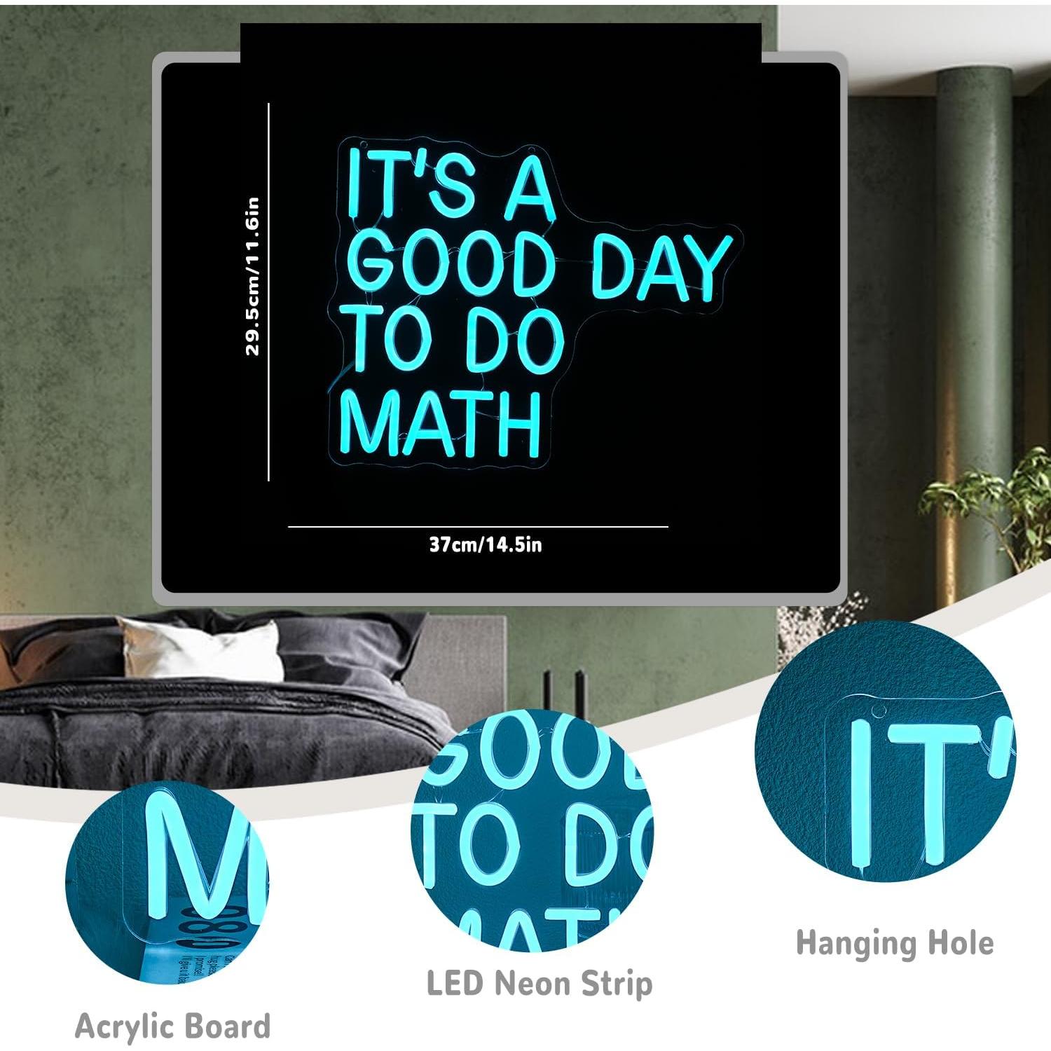 Letrero de Neón Xixkilly 'Es un buen día para hacer matemáticas' 37cm