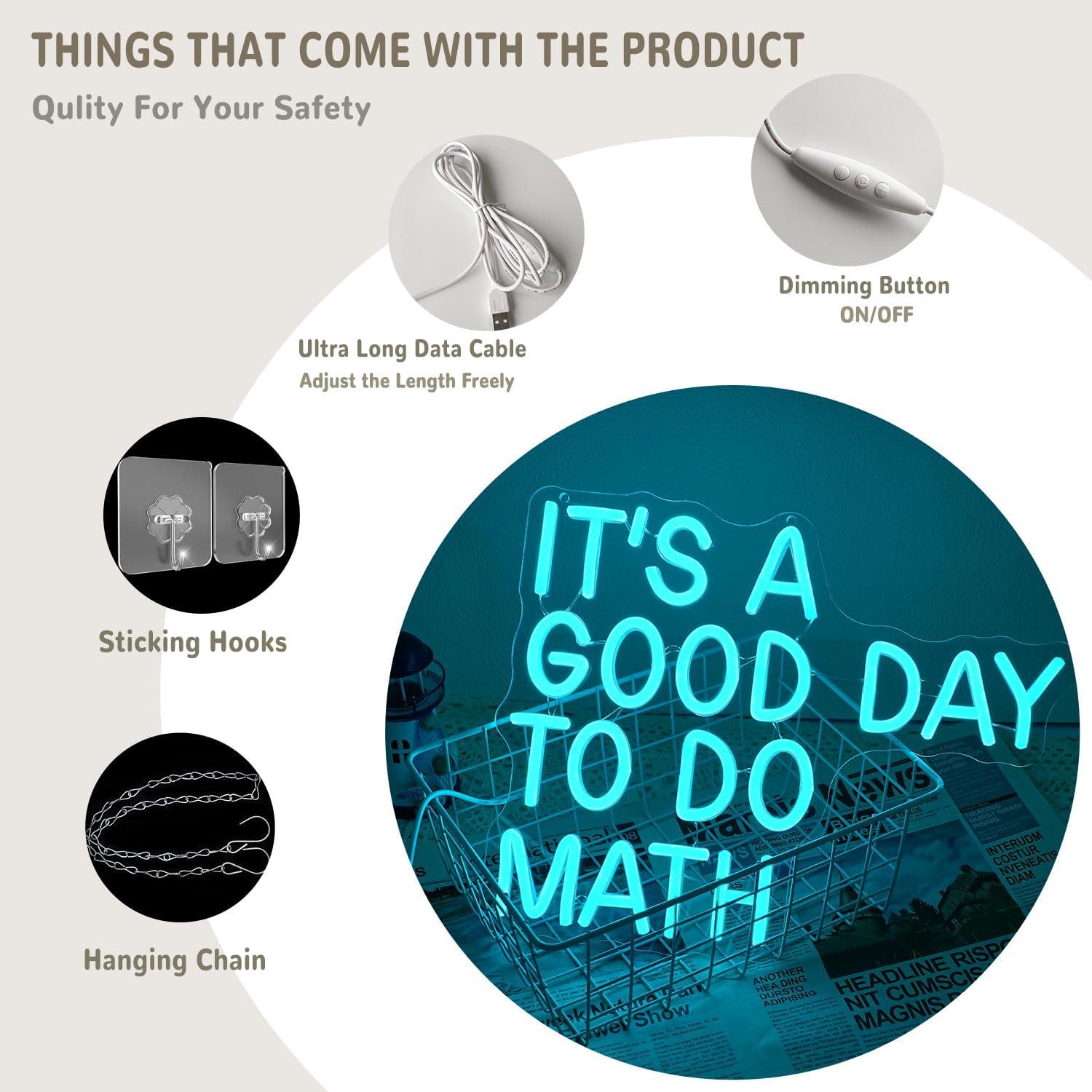 Letrero de Neón Xixkilly 'Es un buen día para hacer matemáticas' 37cm