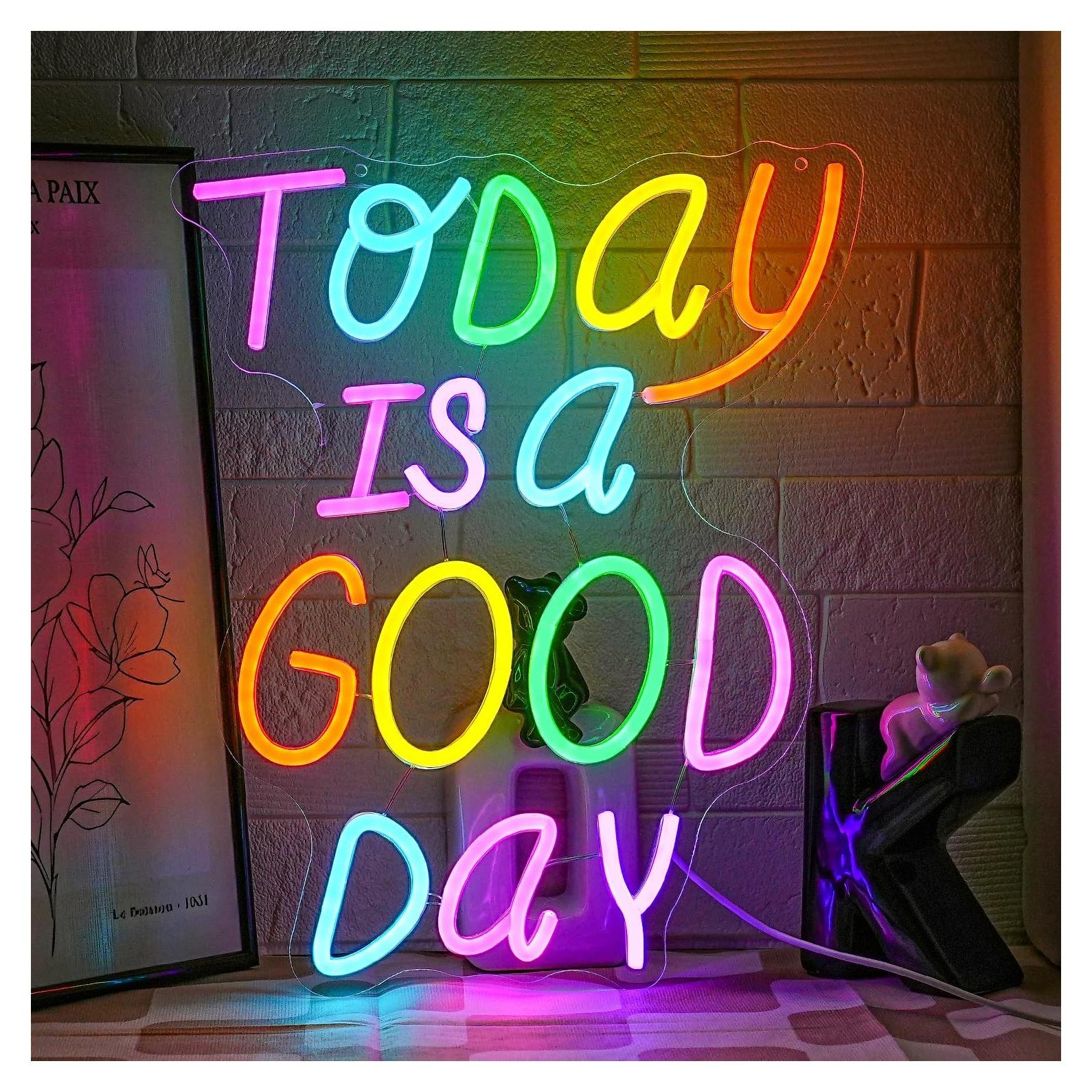 Letrero de Neón LED Gyaksjm 'Hoy es un Buen Día' 40x33cm