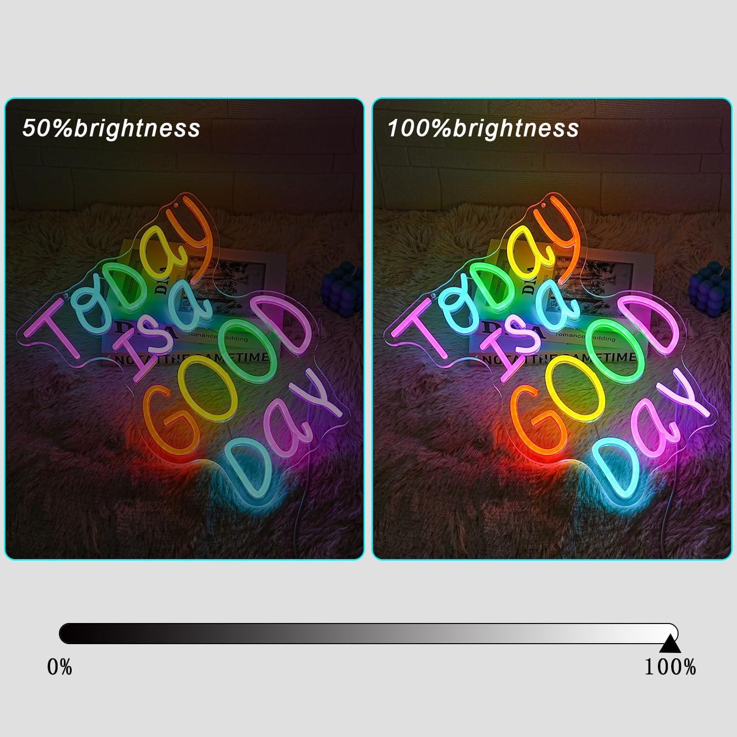 Letrero de Neón LED Gyaksjm 'Hoy es un Buen Día' 40x33cm