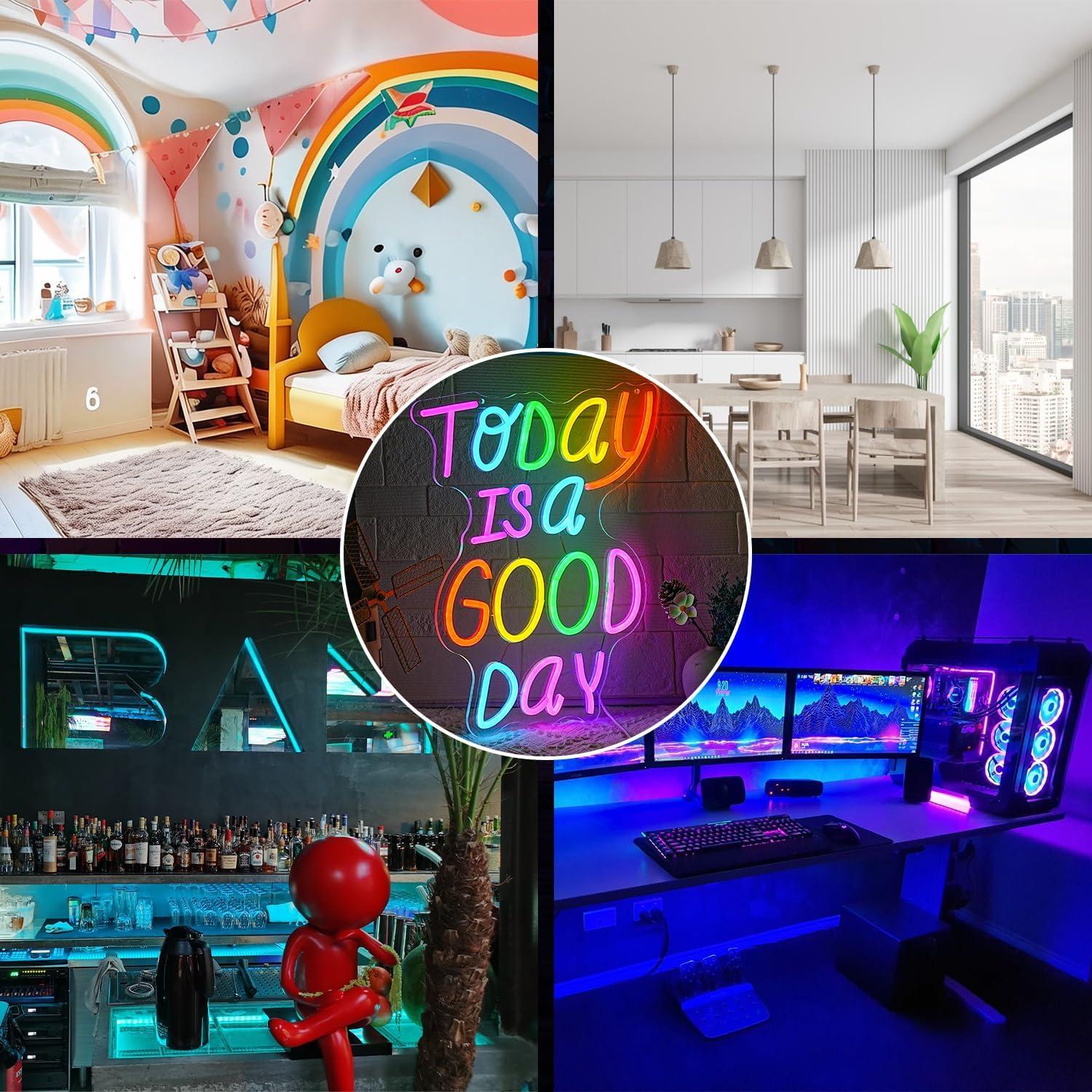 Letrero de Neón LED Gyaksjm 'Hoy es un Buen Día' 40x33cm