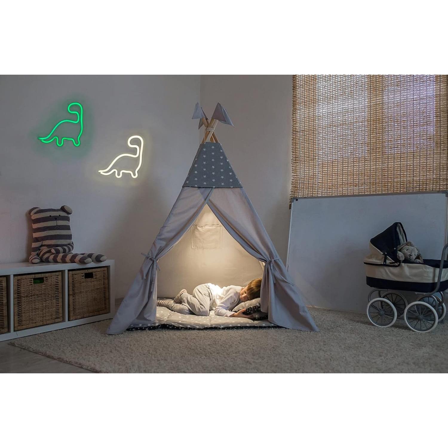 Luz de Neón Dinosaurio Verde SHANGREN 24.1x23.6 cm