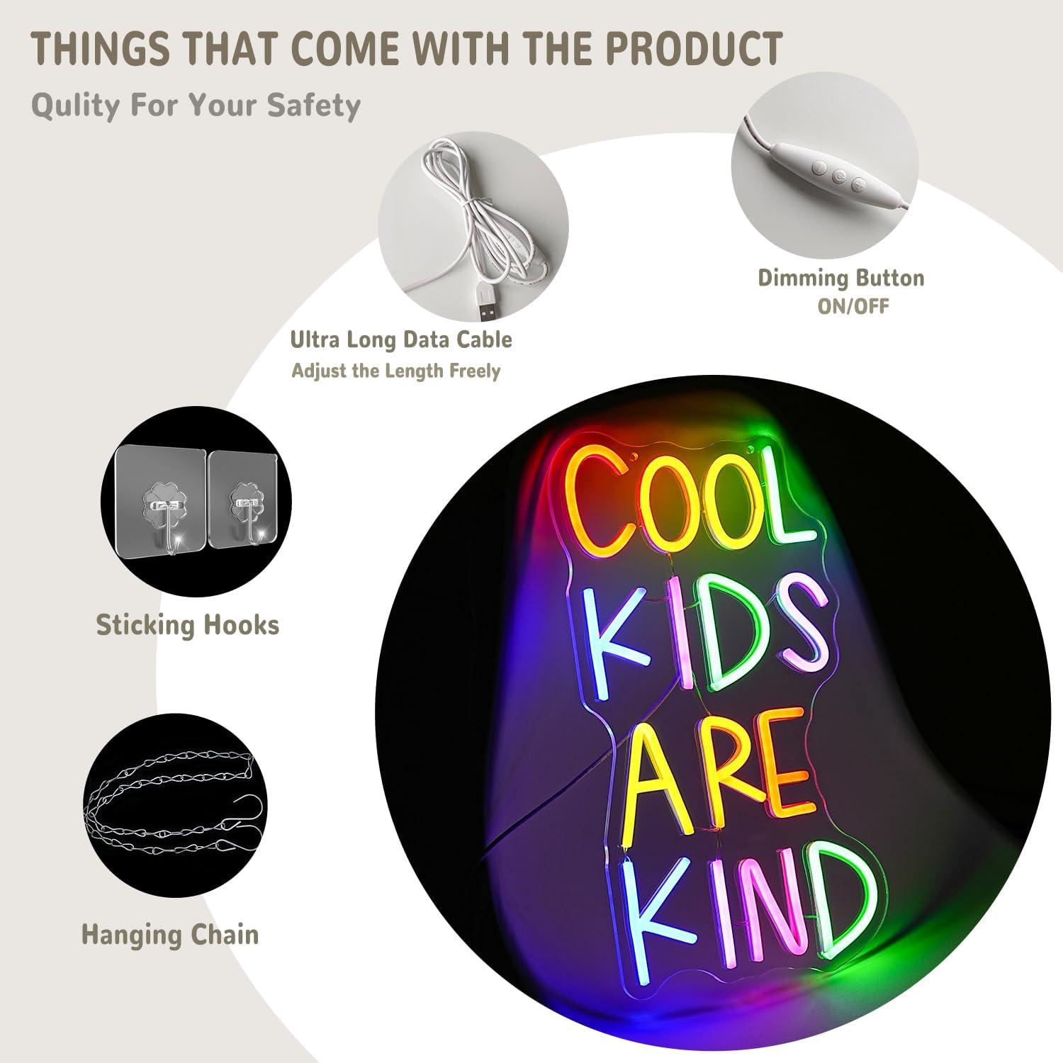 Letrero Neón LED Xixkilly 'Los Niños Geniales Son Amables' 41.91x22.95cm